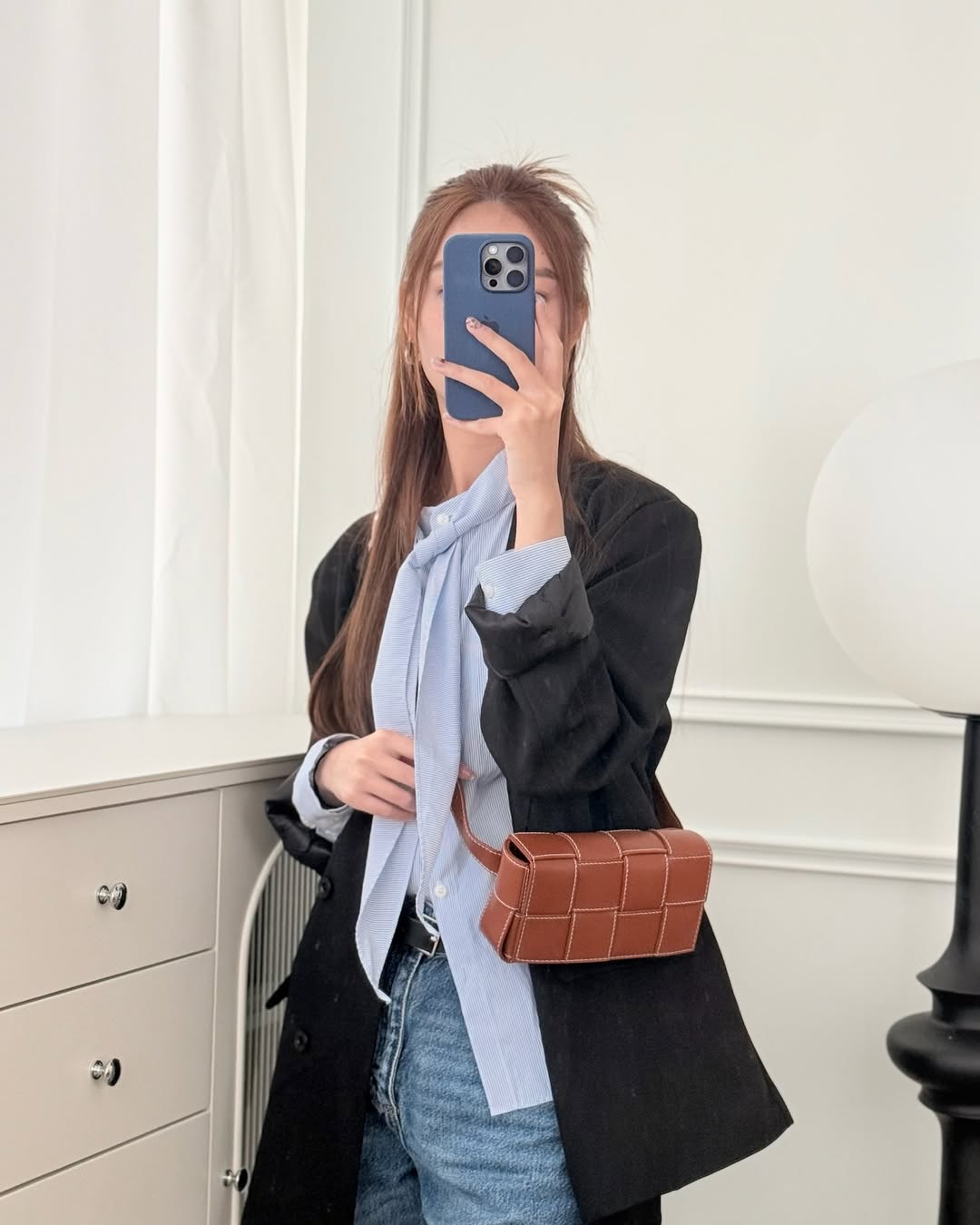 Bottega Veneta Cassette Belt Bag Intreccio Calfskin Wood/ Natural