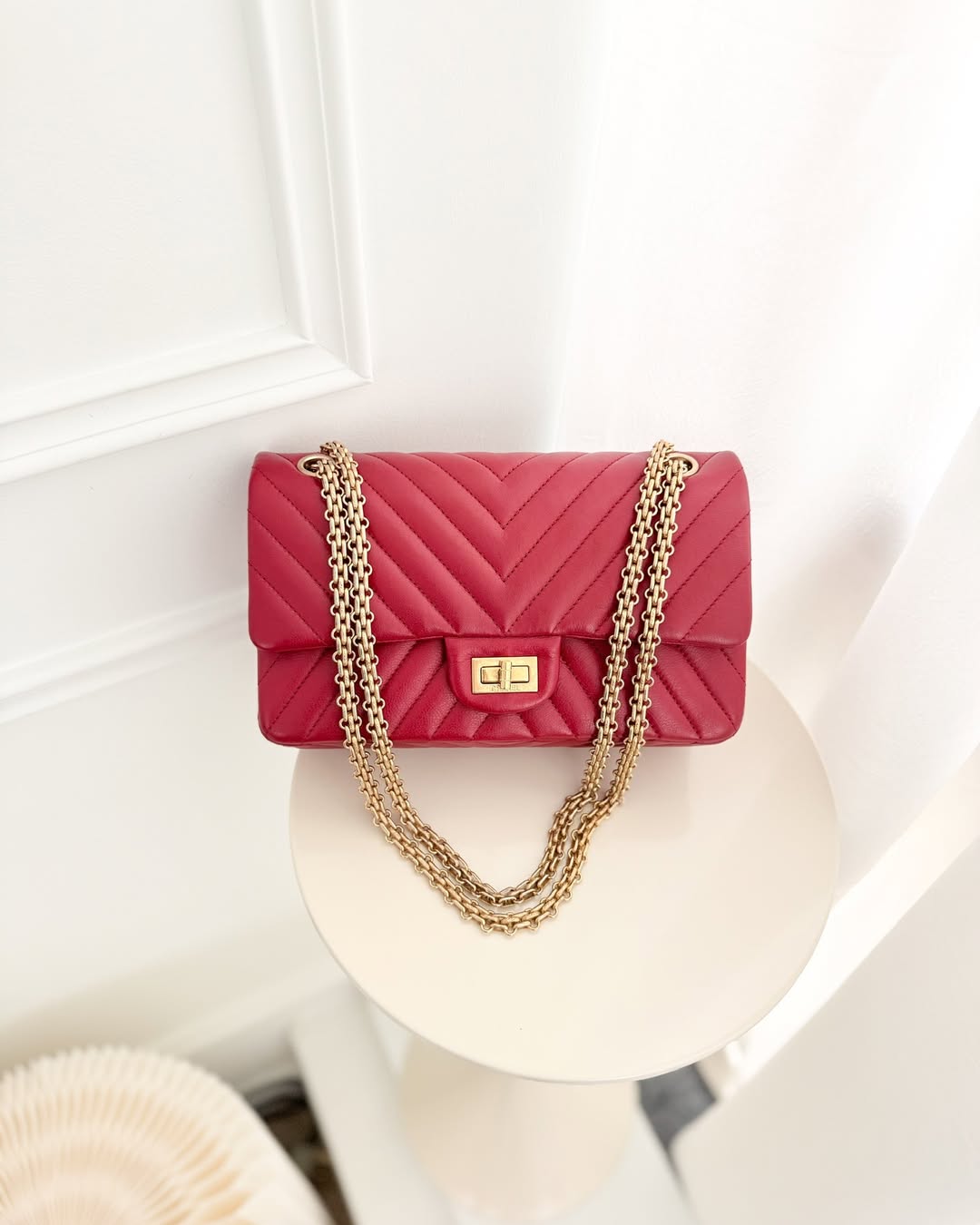 Chanel Reissue 225 Chevron Red Aged Calfskin Aged