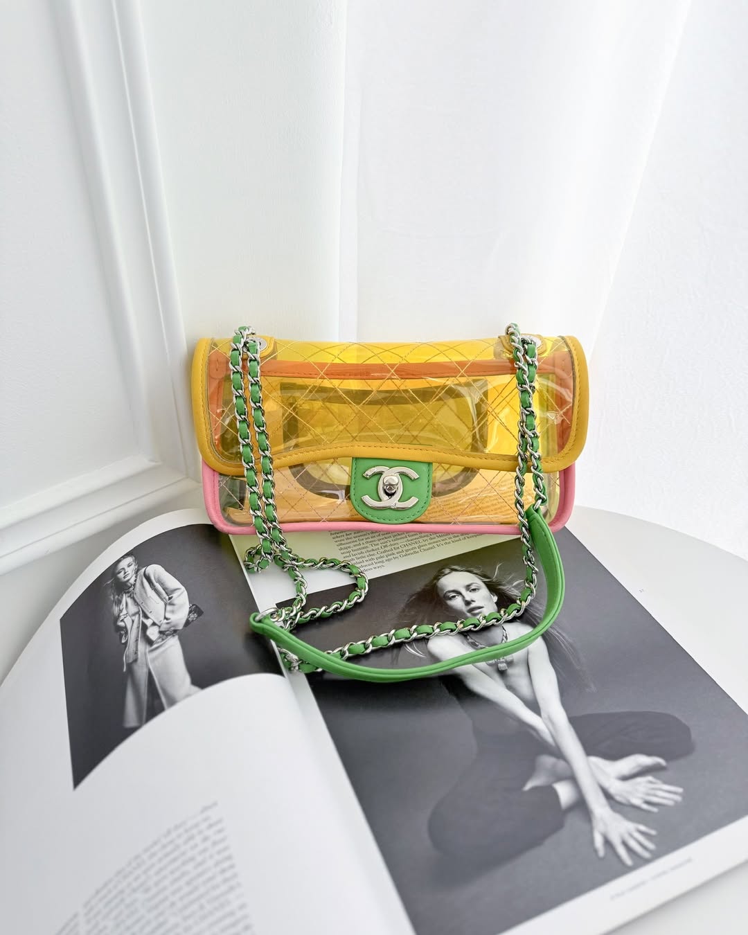 Chanel Mini Coco Splash Flap Bag PVC Lambskin Pink/Yellow/Green