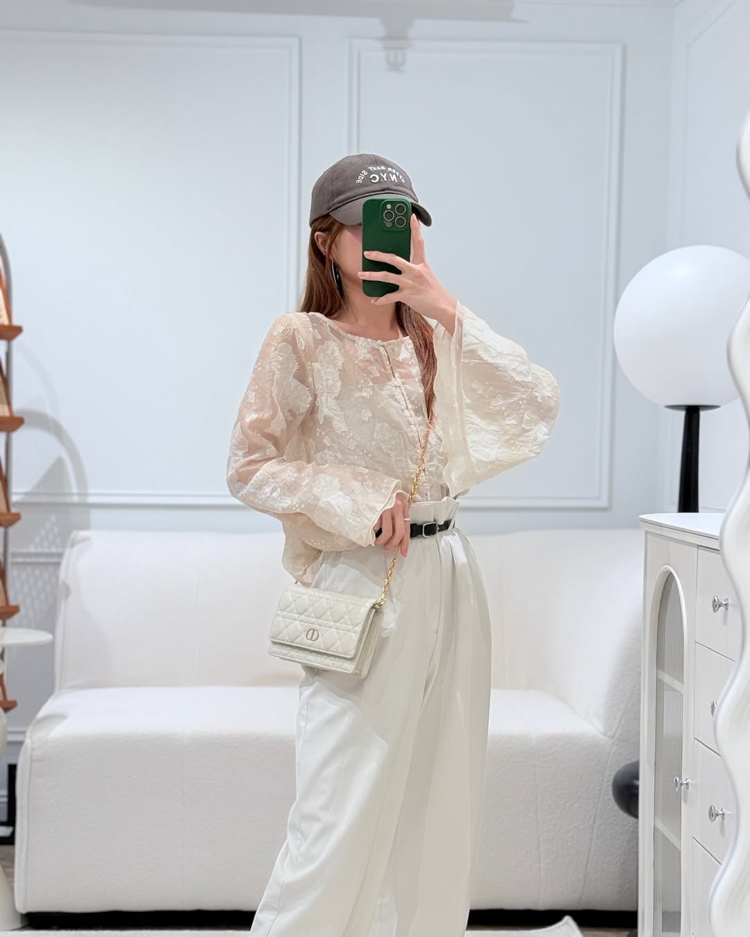 Dior Caro Pouch With Chain Latte Supple Cannage Calfskin