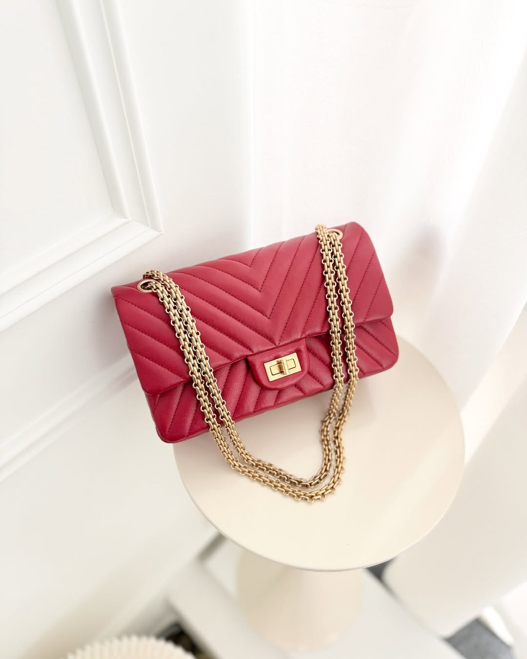 Chanel Reissue 225 Chevron Red Aged Calfskin Aged