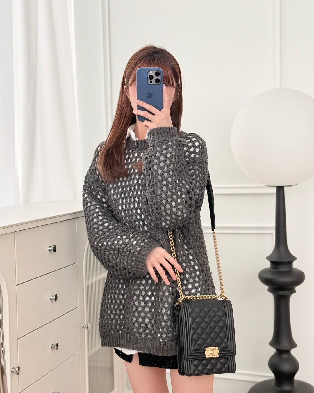 Chanel Quilted North South Boy Flap Black Caviar Aged