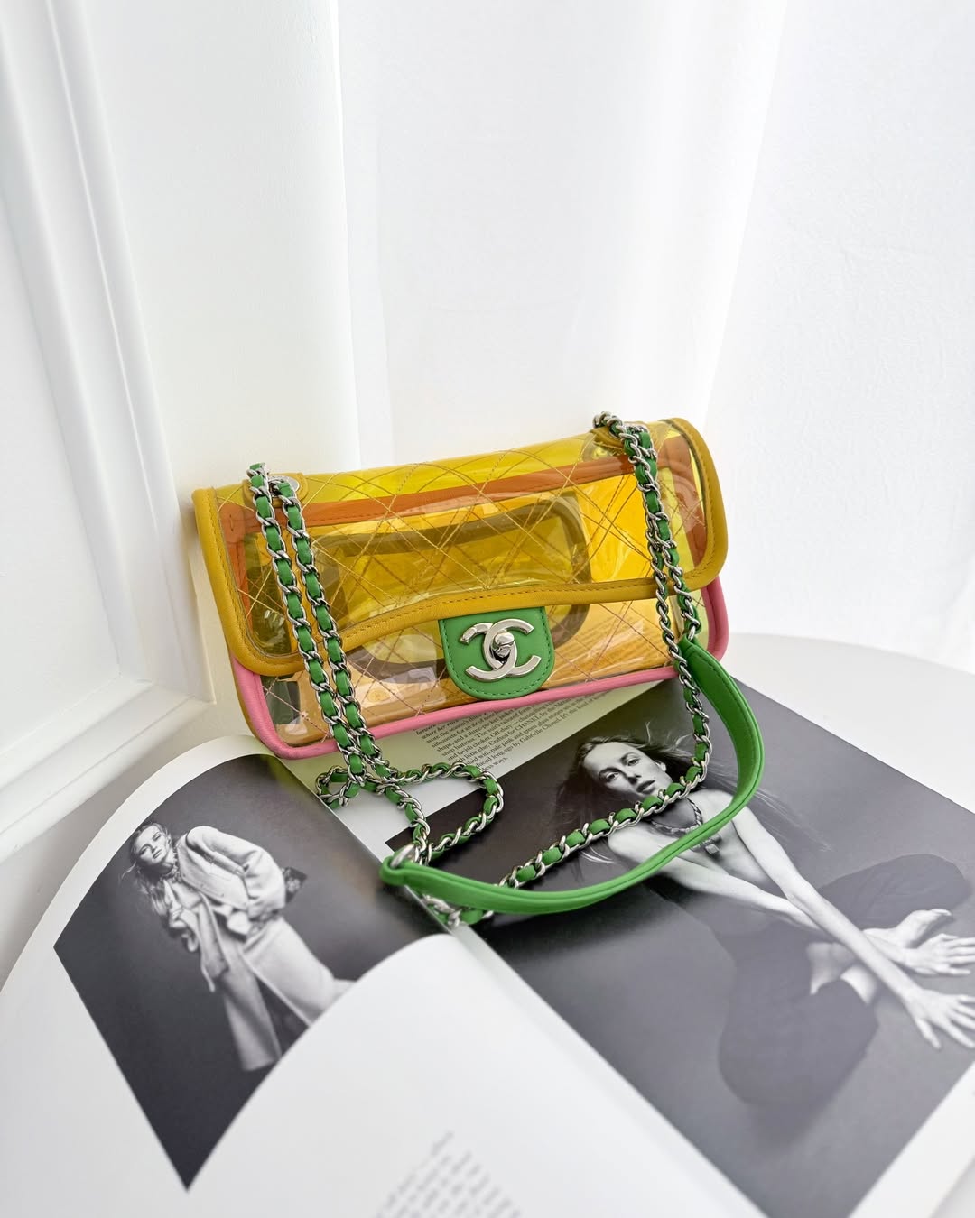 Chanel Mini Coco Splash Flap Bag PVC Lambskin Pink/Yellow/Green