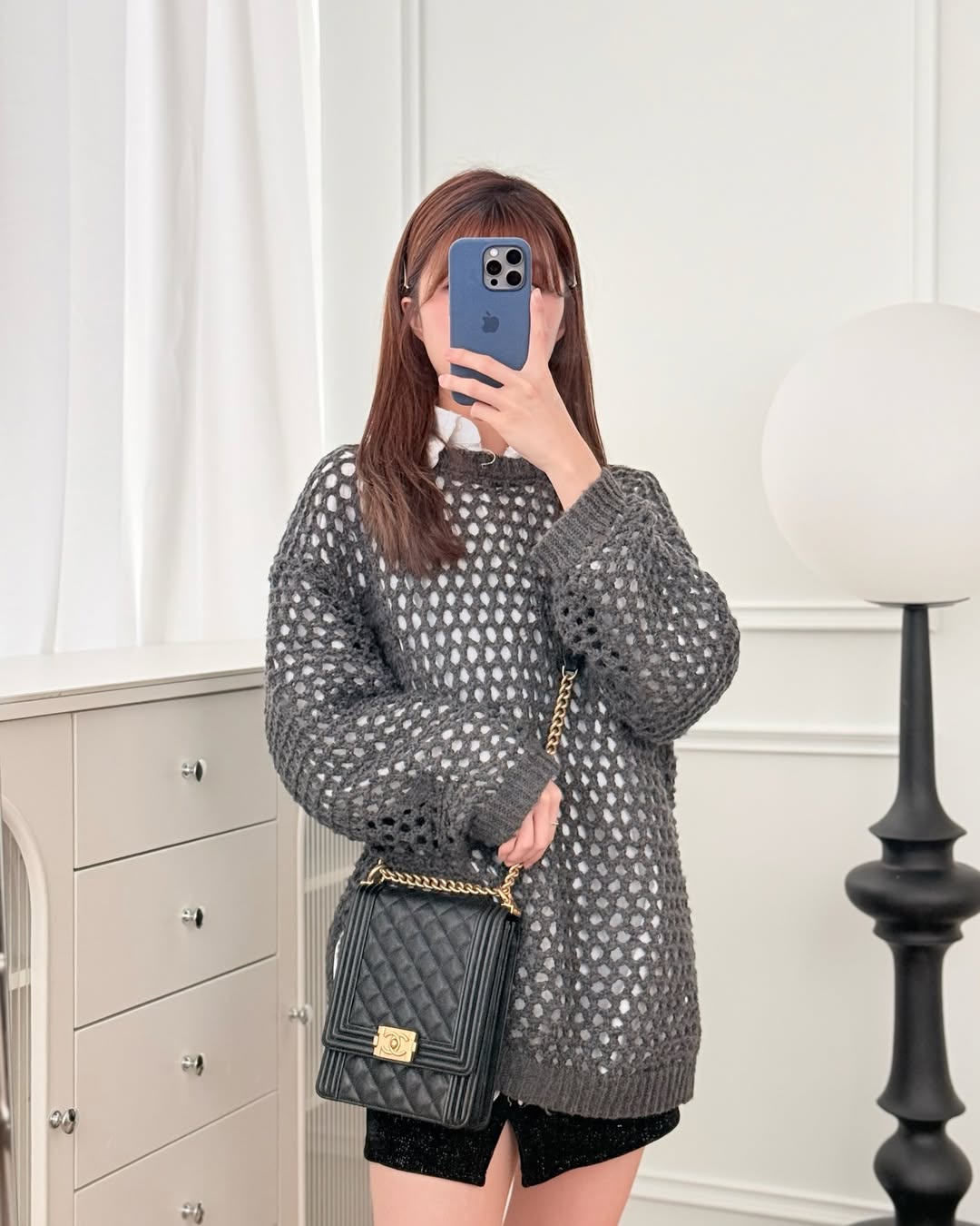 Chanel Quilted North South Boy Flap Black Caviar Aged