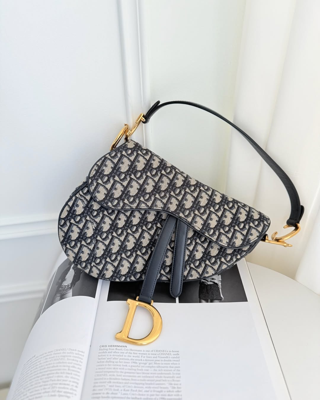 Dior Saddle Bag Blue Oblique Jacquard