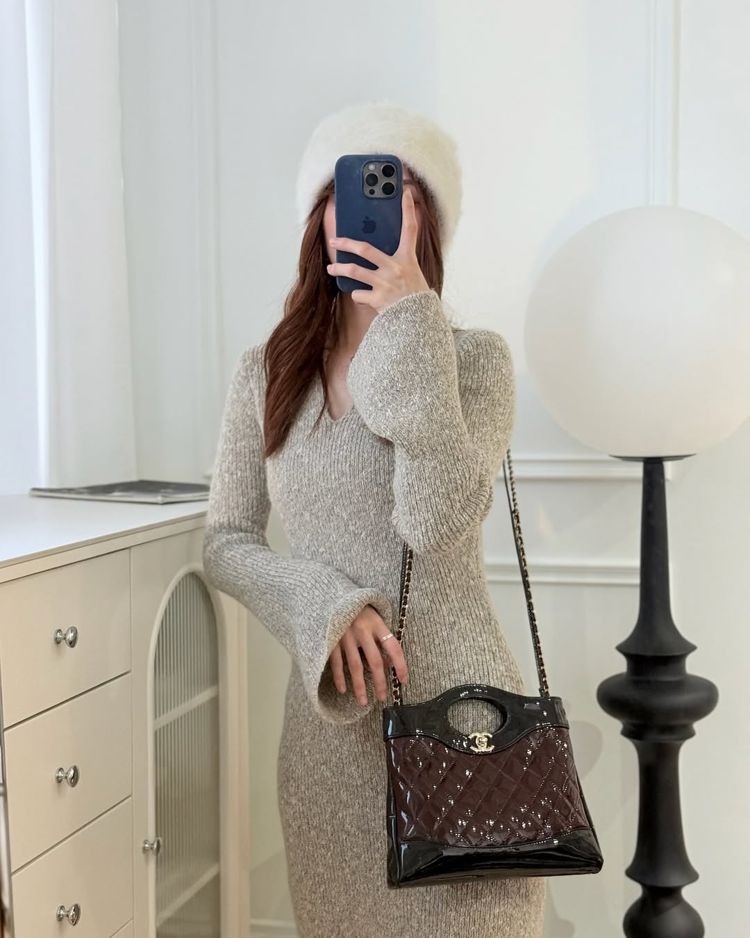 Chanel 31 Mini Black Burgundy Patent