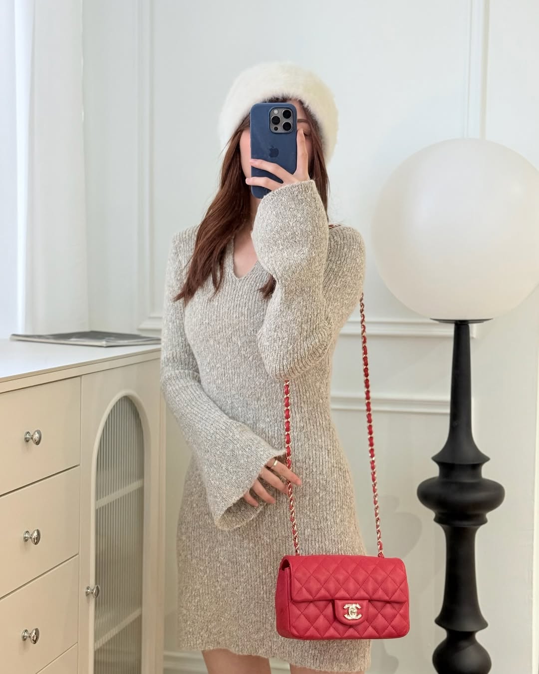 Chanel Quilted Mini Rectangular Flap Berry Red Lambskin