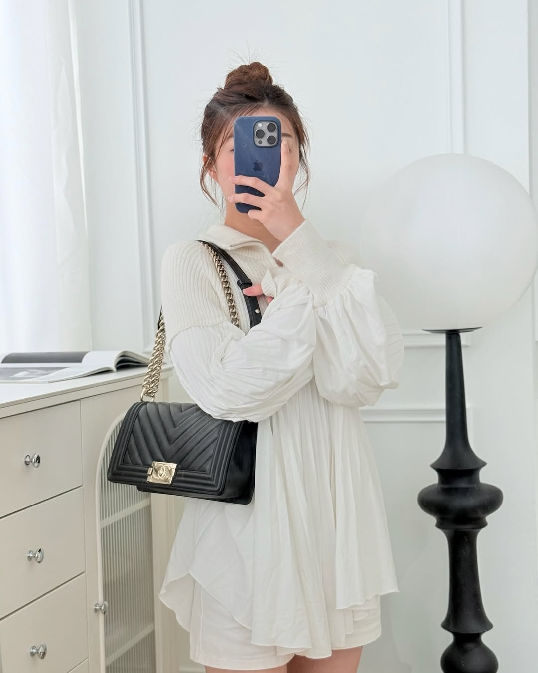 Chanel Medium Boy Chevron Black Calfskin