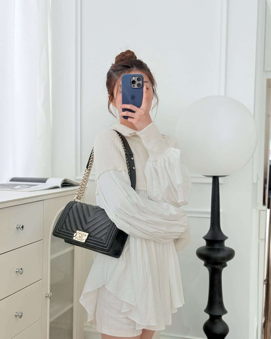 Chanel Medium Boy Chevron Black Calfskin