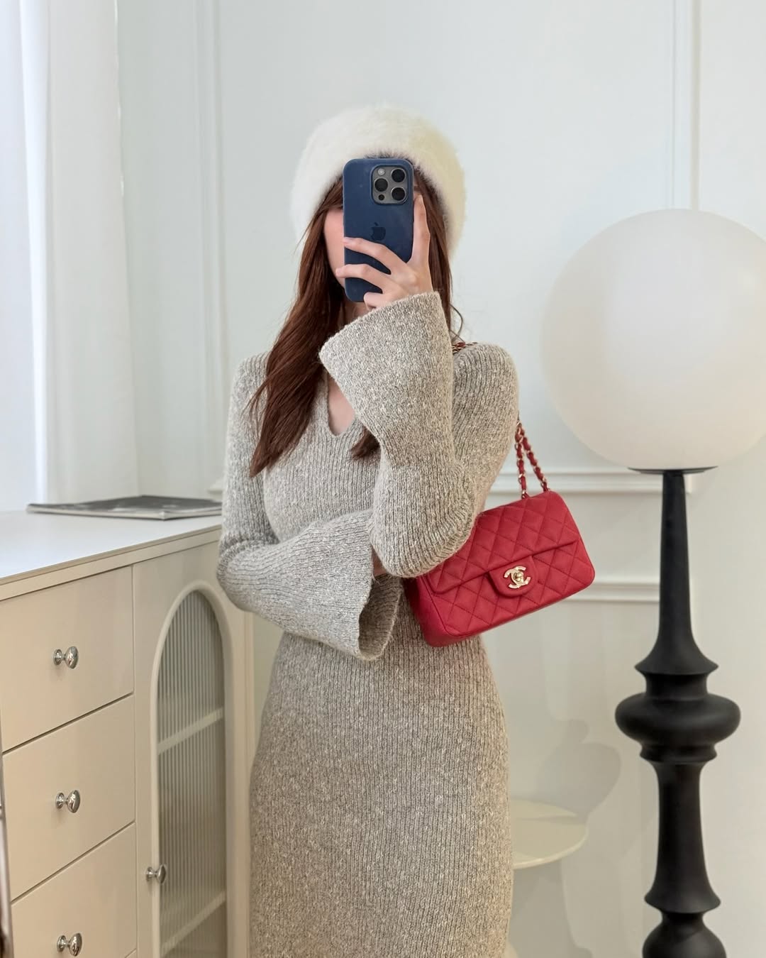 Chanel Quilted Mini Rectangular Flap Berry Red Lambskin