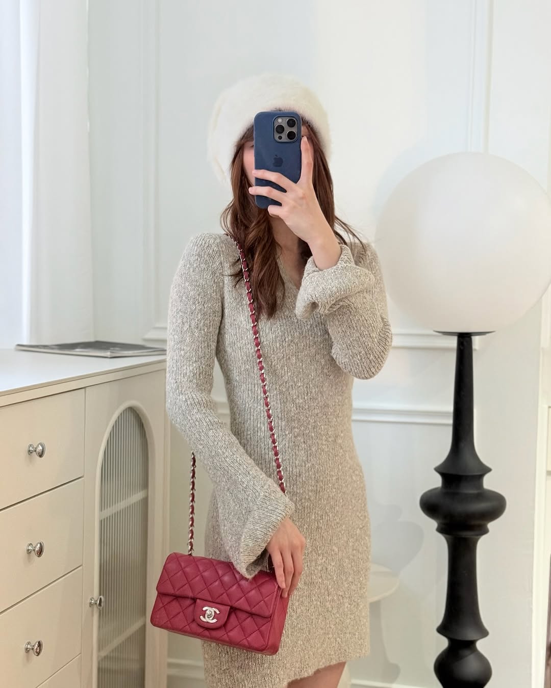 Chanel Quilted Mini Rectangular Flap Dark Pink Lambskin