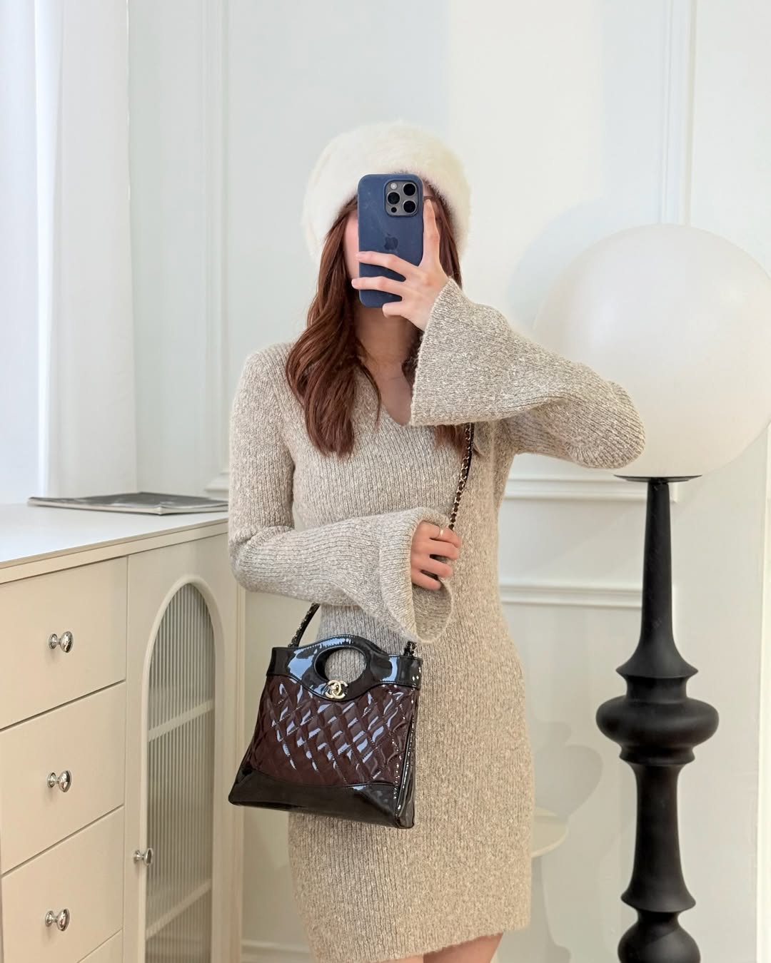 Chanel 31 Mini Black Burgundy Patent