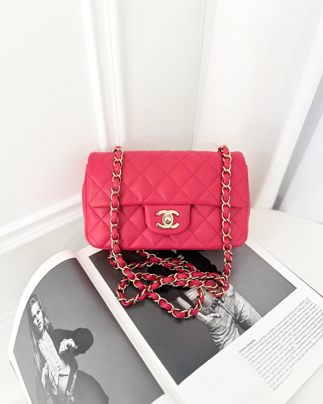 Chanel Quilted Mini Rectangular Flap Berry Red Lambskin