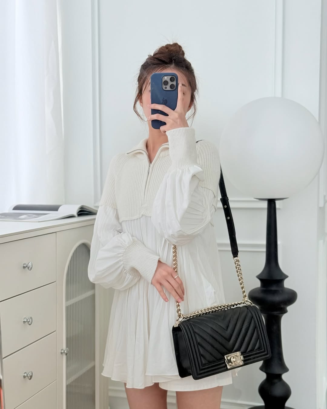 Chanel Medium Boy Chevron Black Calfskin