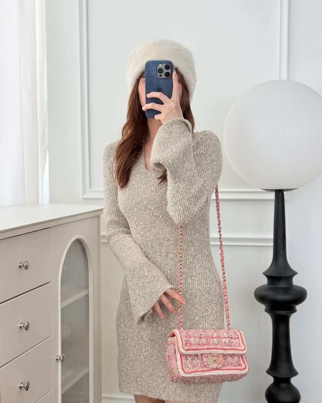 Chanel Mini Rectangular Flap Pink Tweed Braid