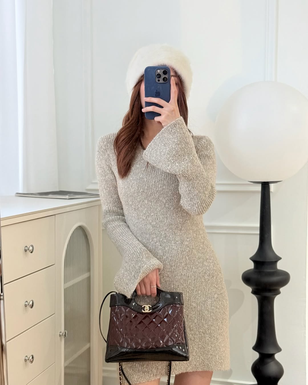 Chanel 31 Mini Black Burgundy Patent