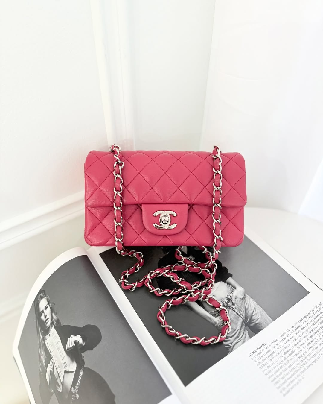 Chanel Quilted Mini Rectangular Flap Dark Pink Lambskin
