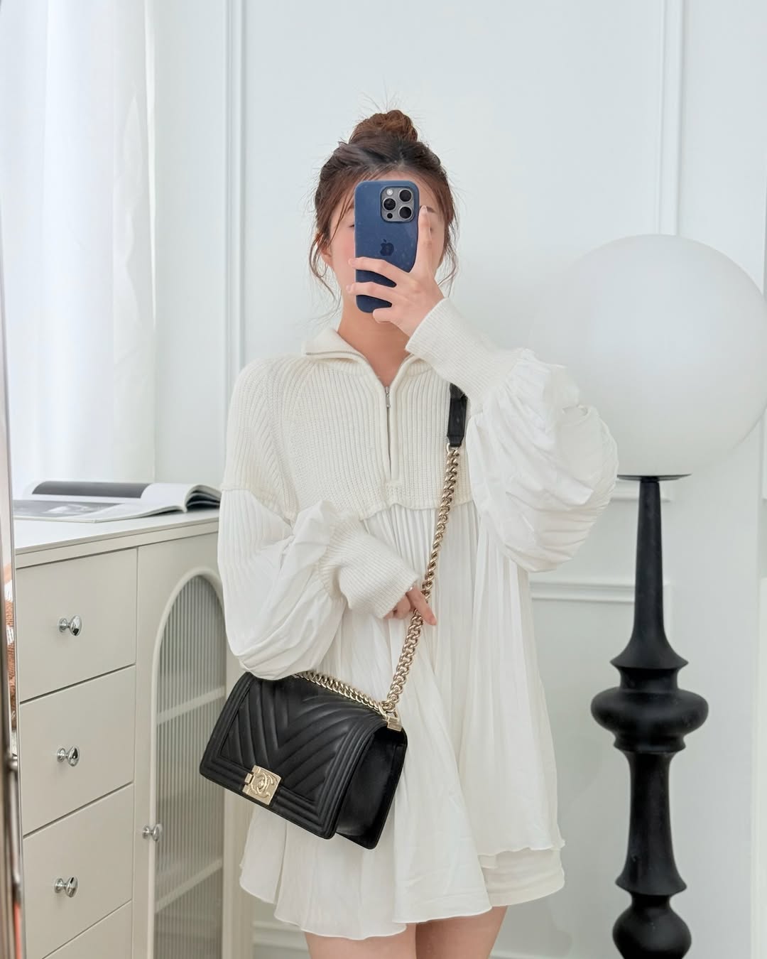 Chanel Medium Boy Chevron Black Calfskin