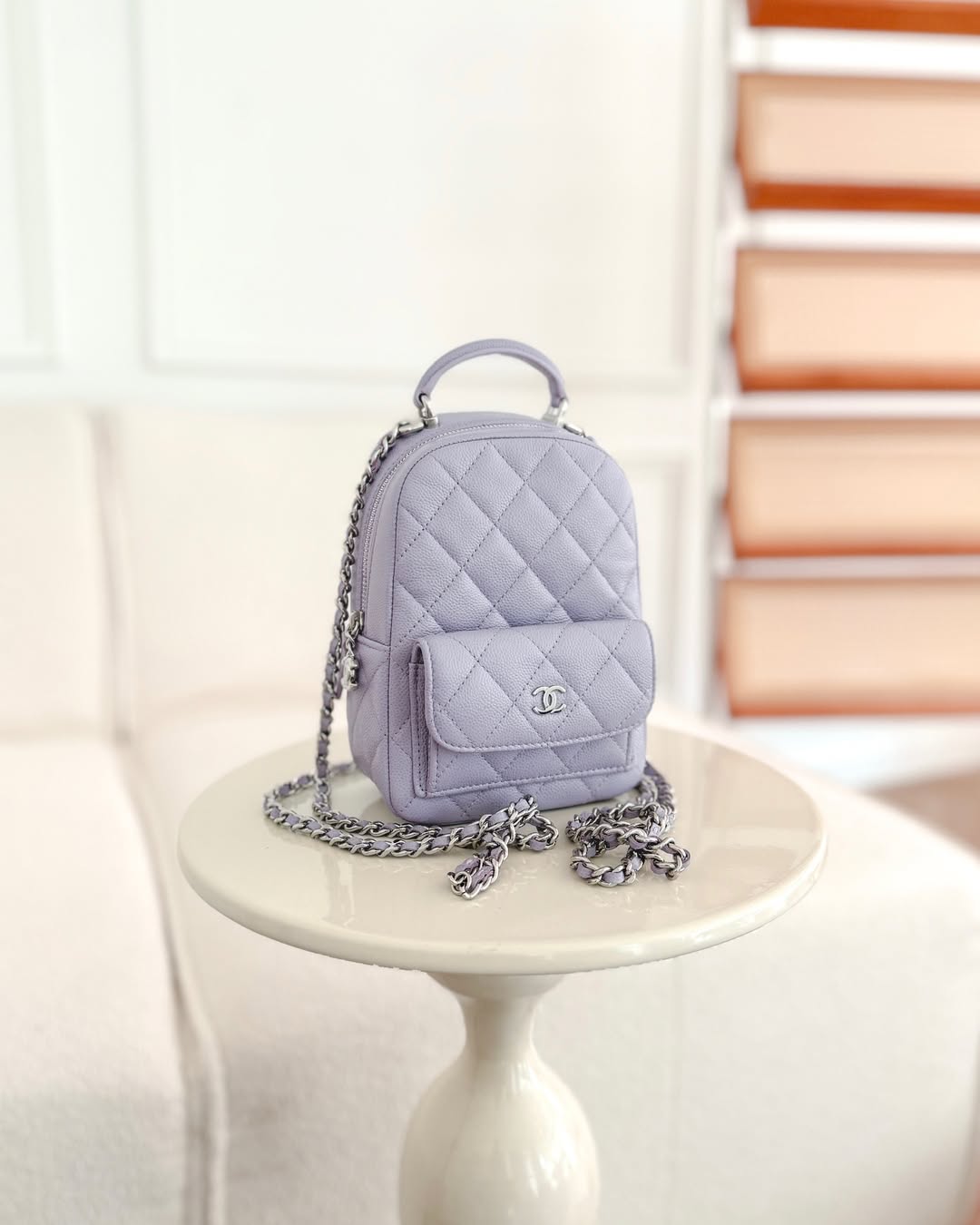 Chanel Classic Mini Backpack Lilac Caviar