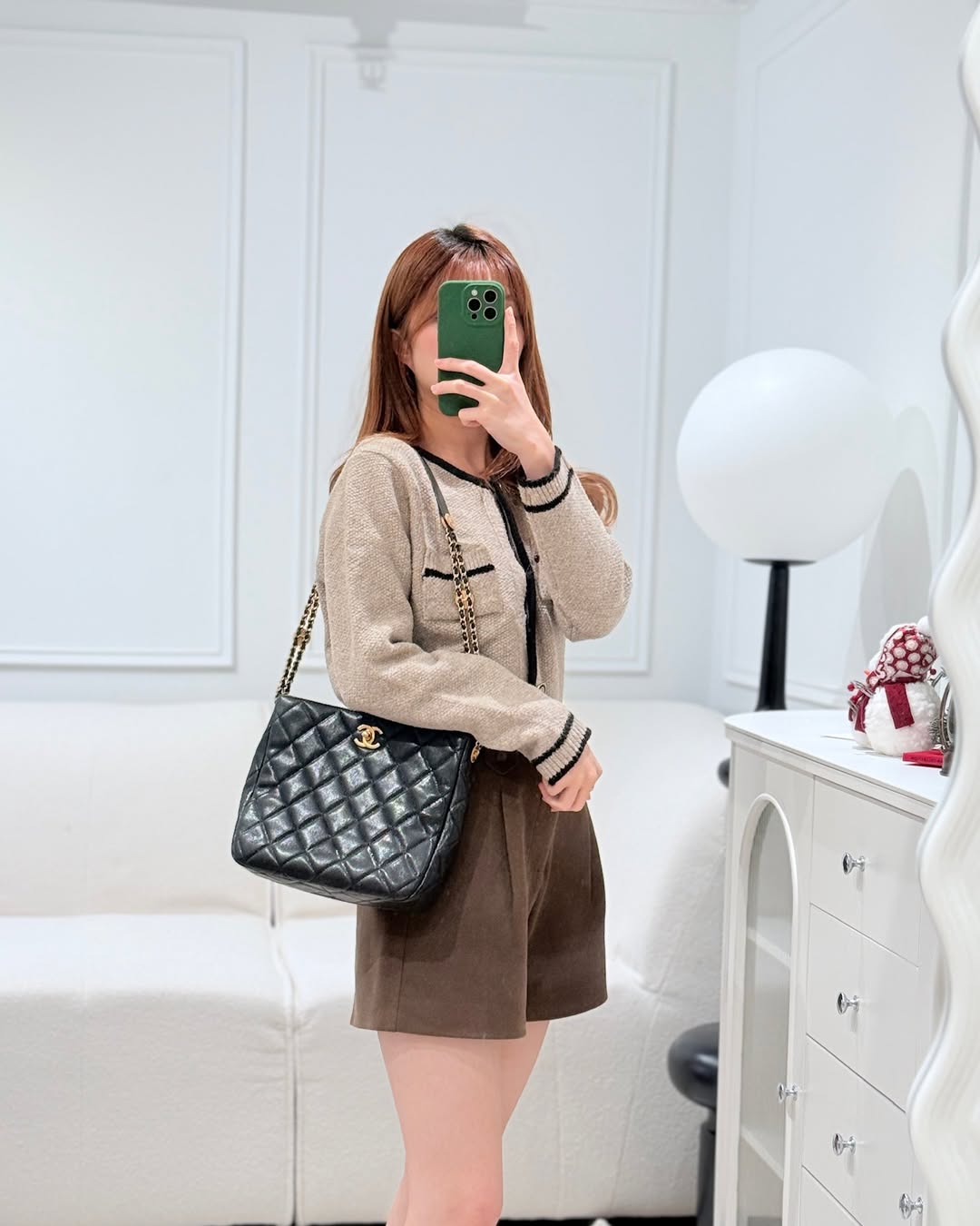 Chanel Twist Your Buttons Hobo Bag Black Shiny Soft Caviar Aged 22A