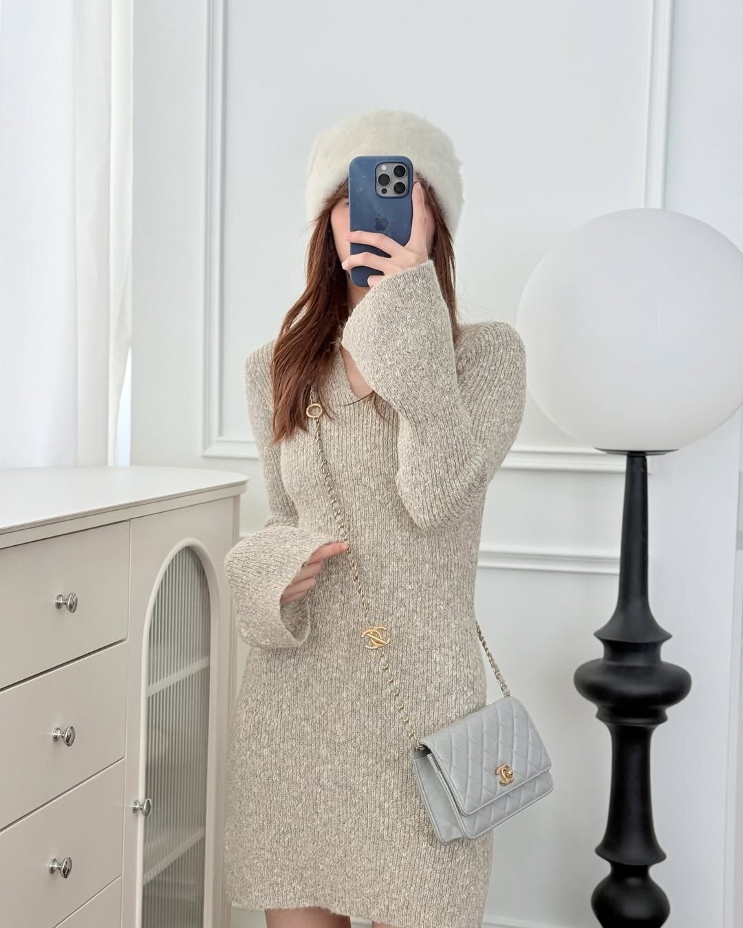 Chanel Wallet On Chain WOC Adjustable CC Chain Grey Caviar Aged