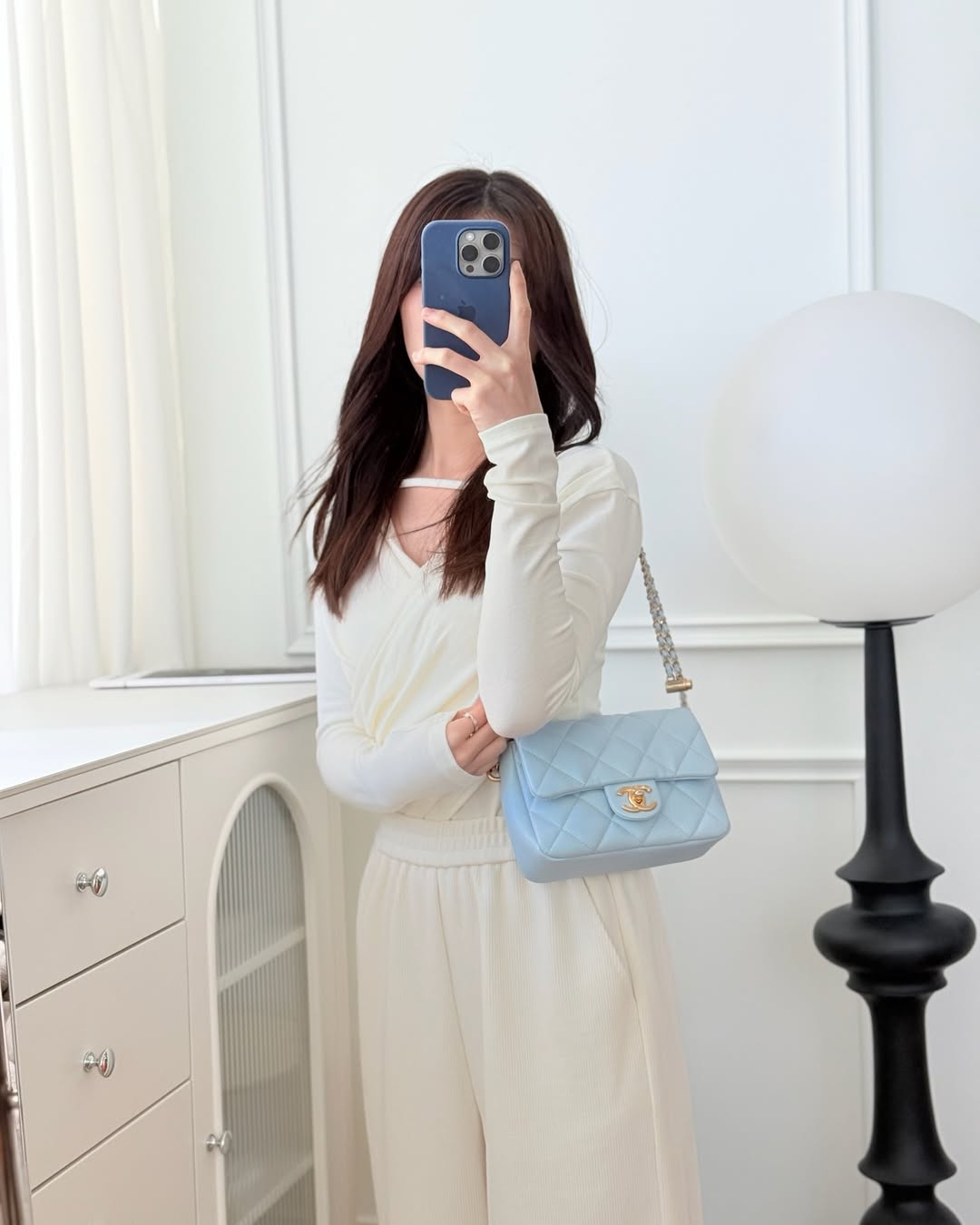 Chanel Quilted My Perfect Mini Iridescent Blue Caviar Aged