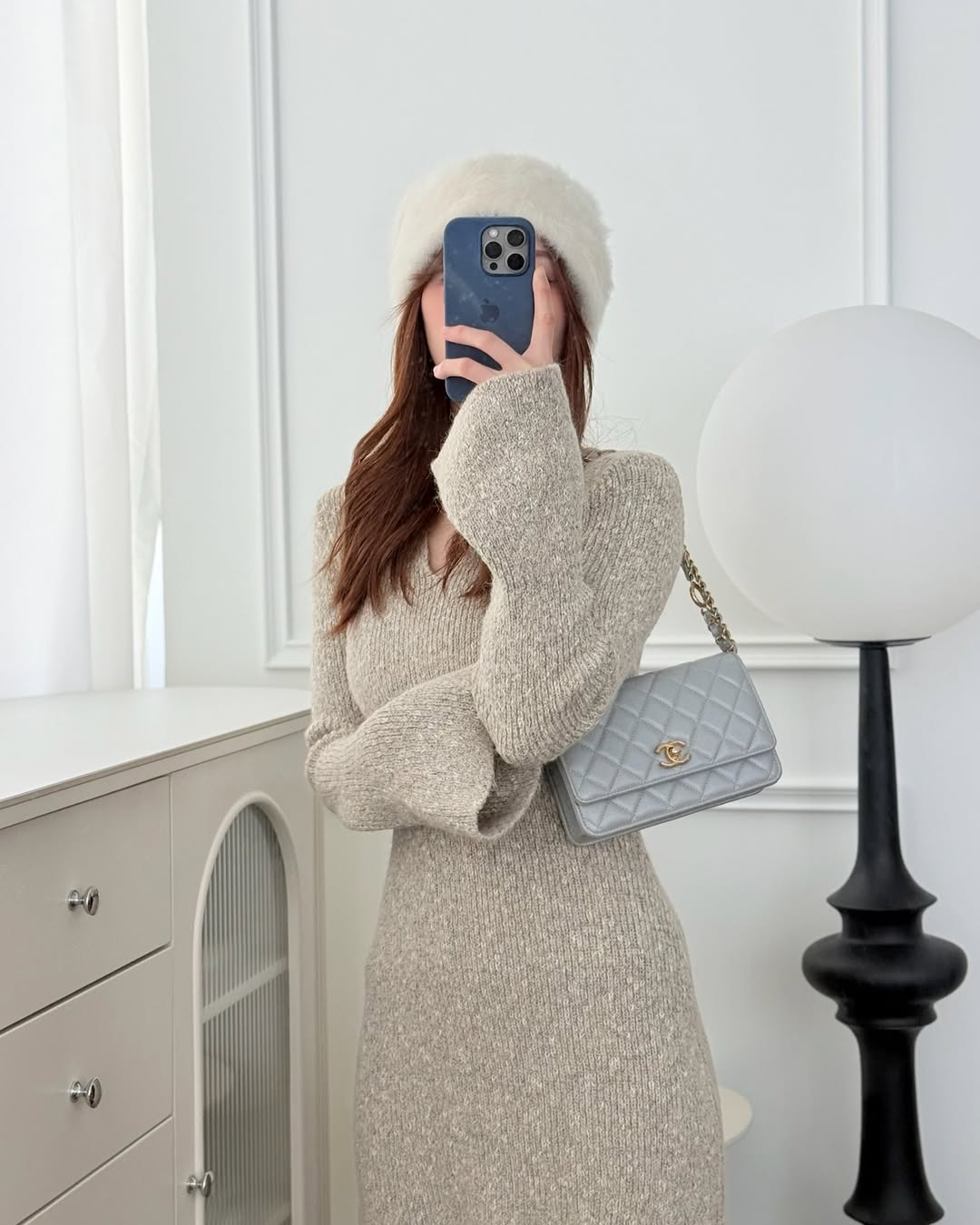 Chanel Wallet On Chain WOC Adjustable CC Chain Grey Caviar Aged