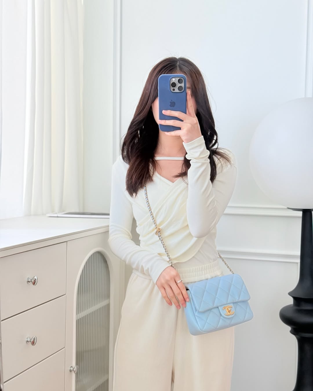 Chanel Quilted My Perfect Mini Iridescent Blue Caviar Aged