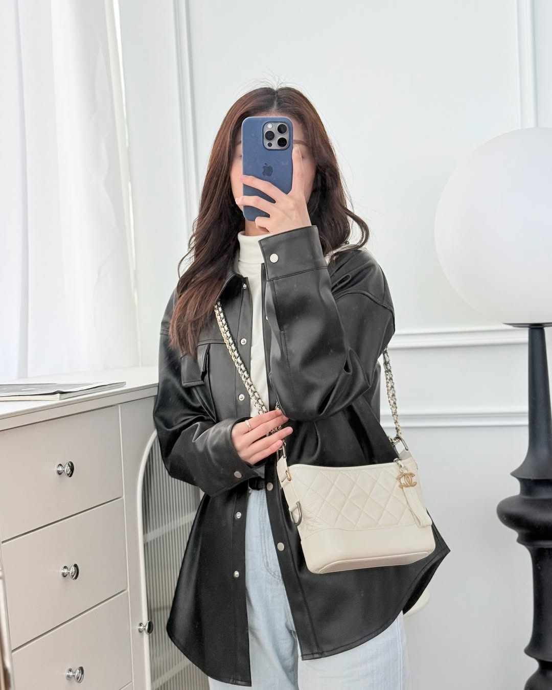 Chanel Small Gabrielle Hobo White Patent Goatskin Mixed Hardware