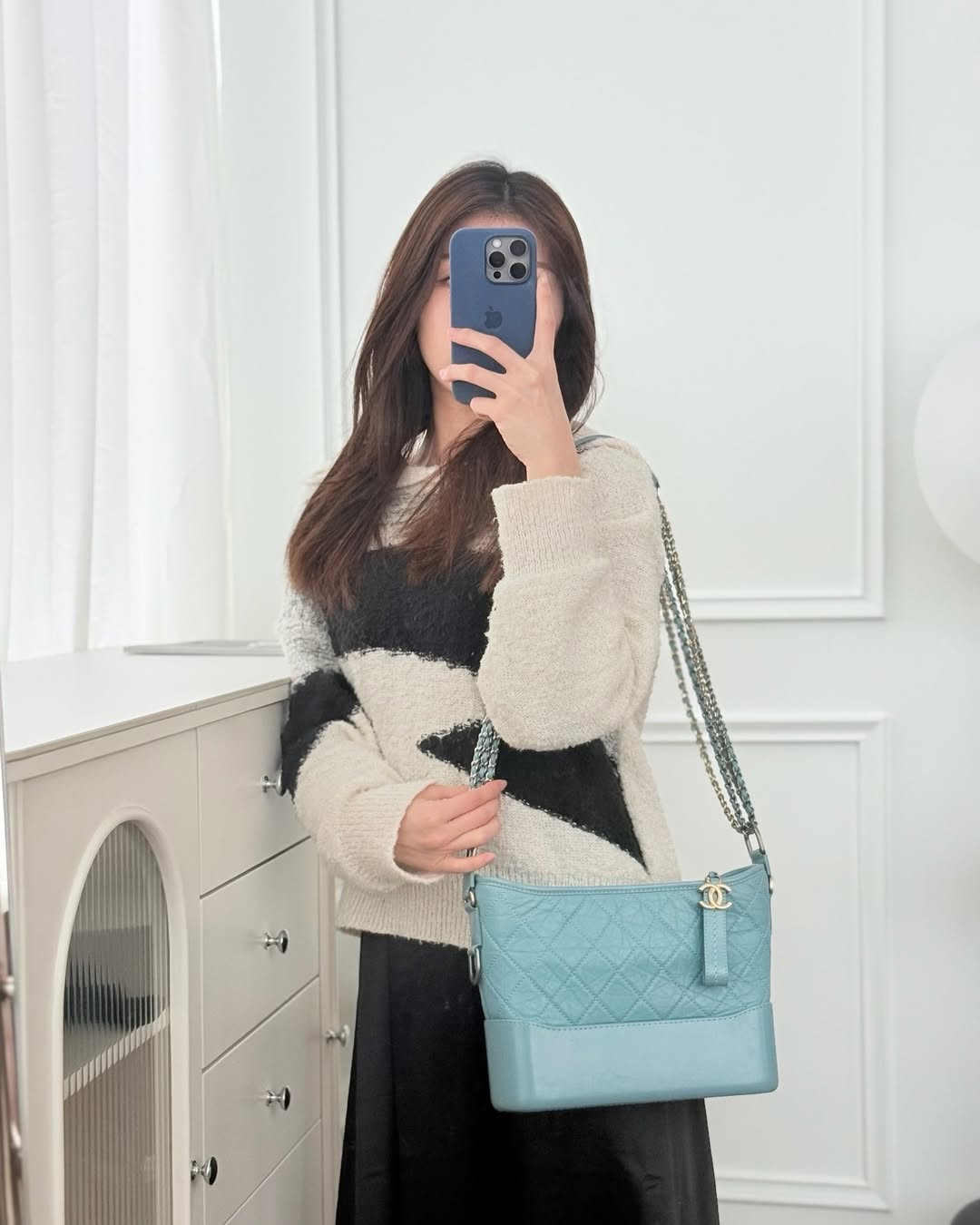 Chanel New Medium Gabrielle Blue Aged Calfskin