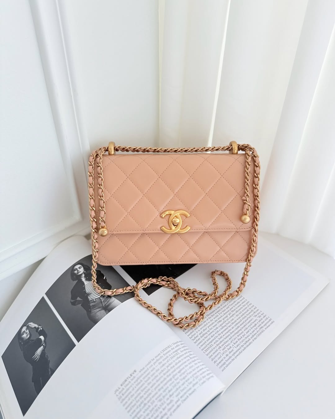 Chanel Quilted Small Perfect Fit Adjustable Beige Calfskin 21A