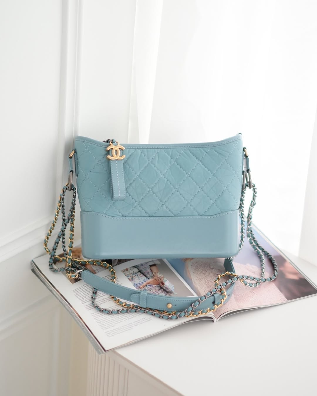 Chanel New Medium Gabrielle Blue Aged Calfskin