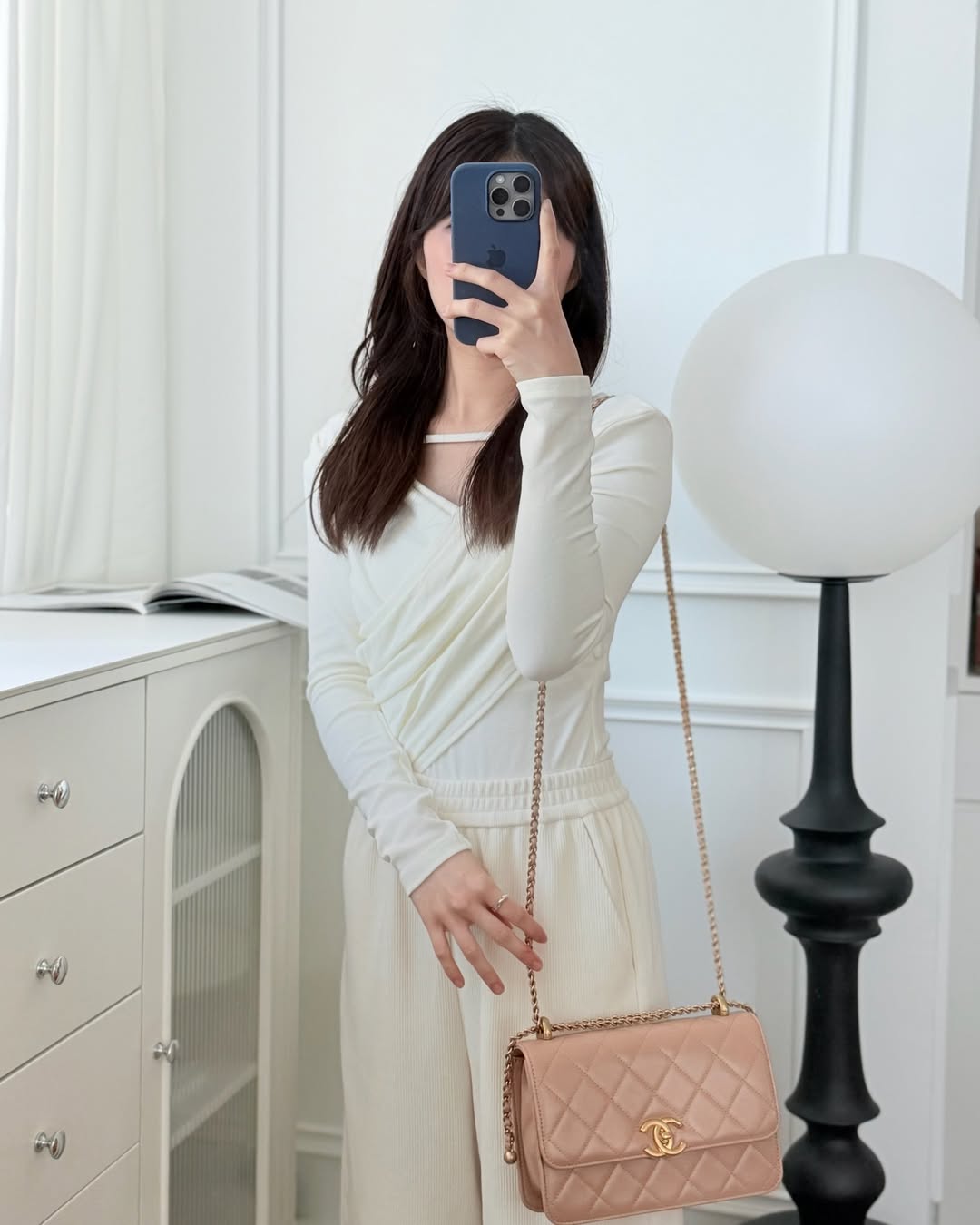 Chanel Quilted Small Perfect Fit Adjustable Beige Calfskin 21A