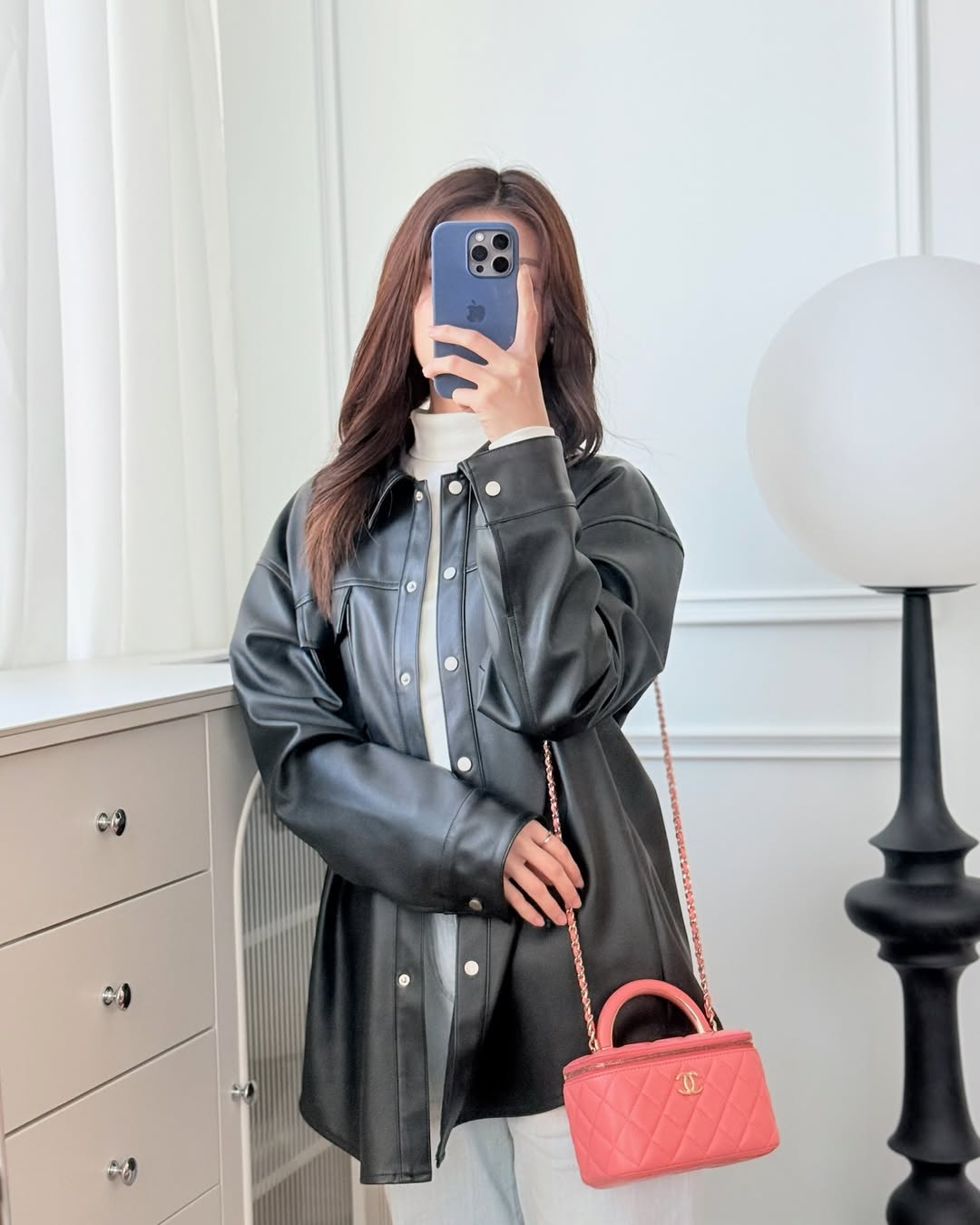 Chanel Vanity Rectangular Top Handle Pink Lambskin