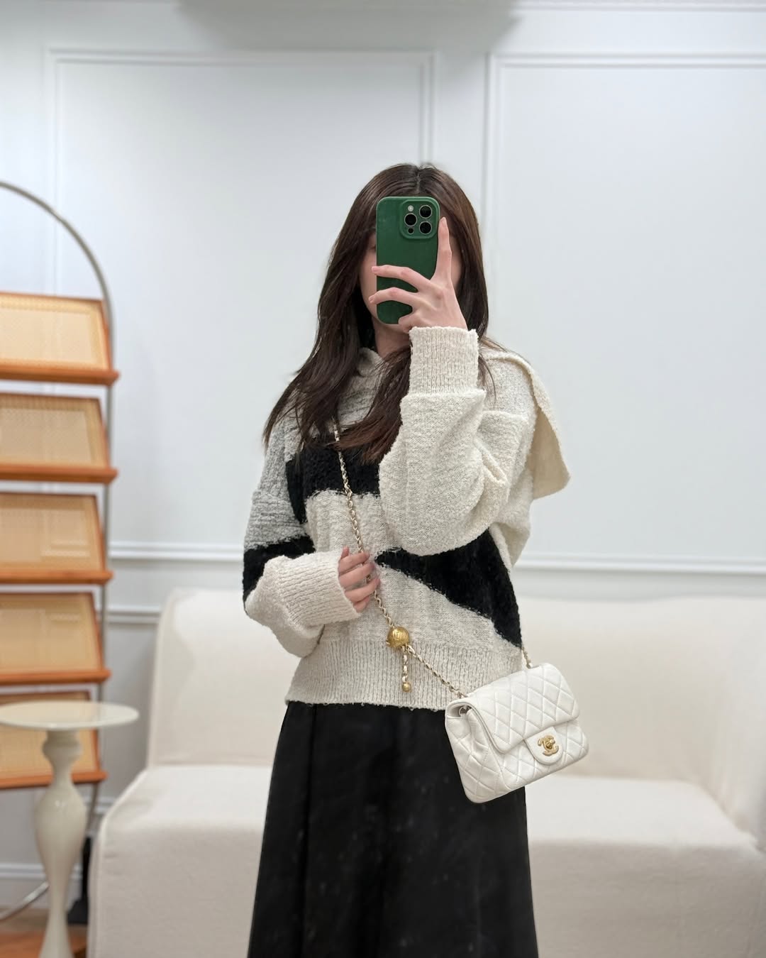 Chanel Pearl Crush Mini Square Quilted White Lambskin Aged