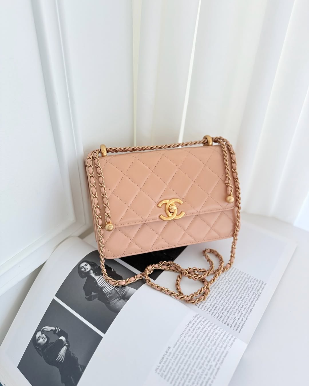 Chanel Quilted Small Perfect Fit Adjustable Beige Calfskin 21A