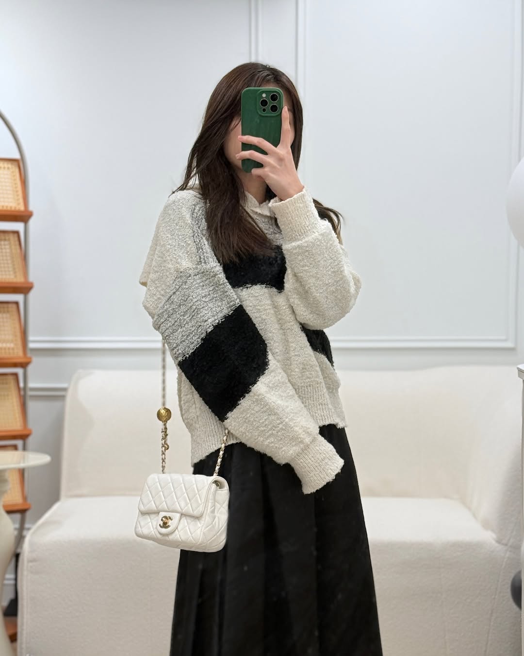 Chanel Pearl Crush Mini Square Quilted White Lambskin Aged