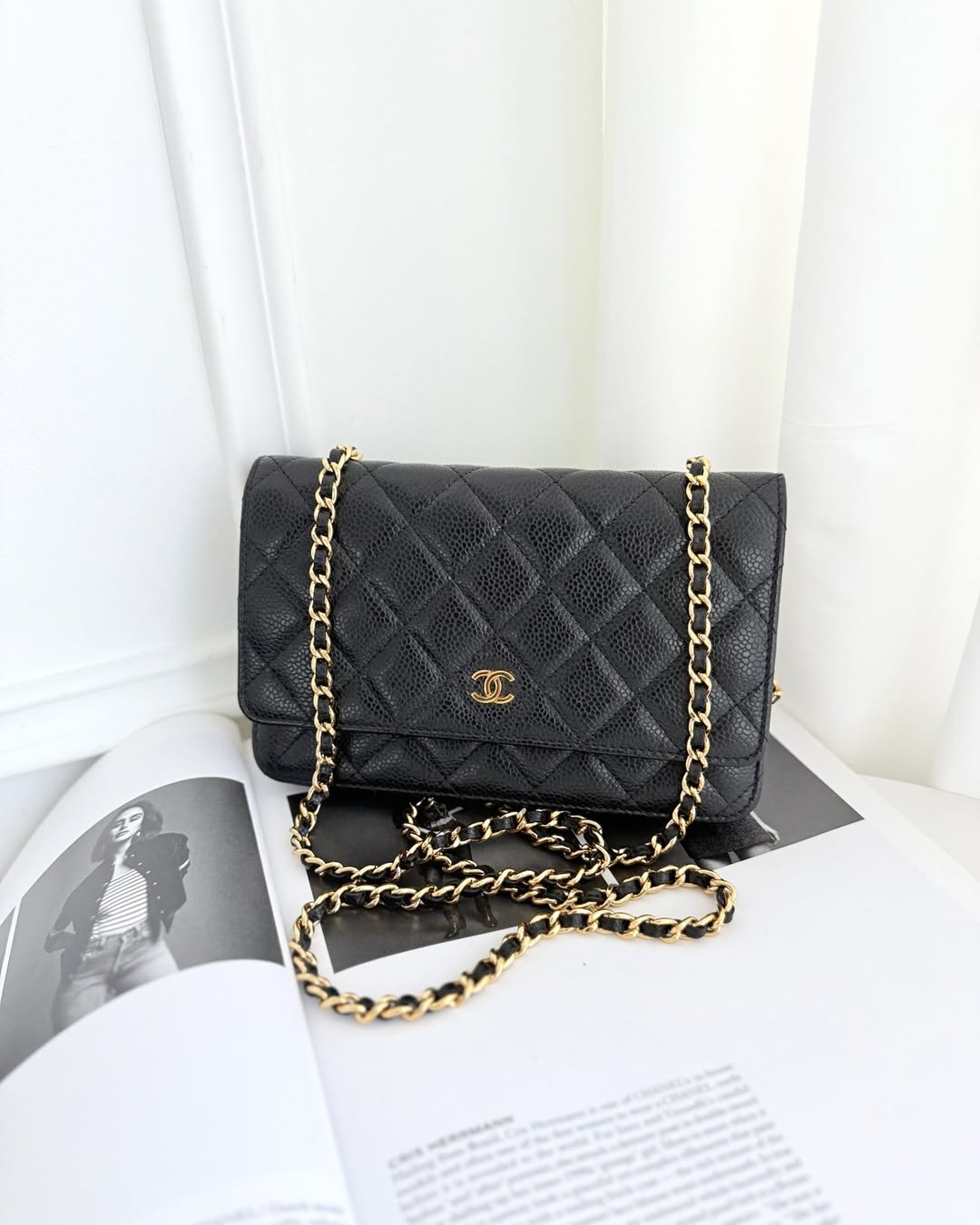Chanel Quilted WOC Black Caviar Gold Hardware