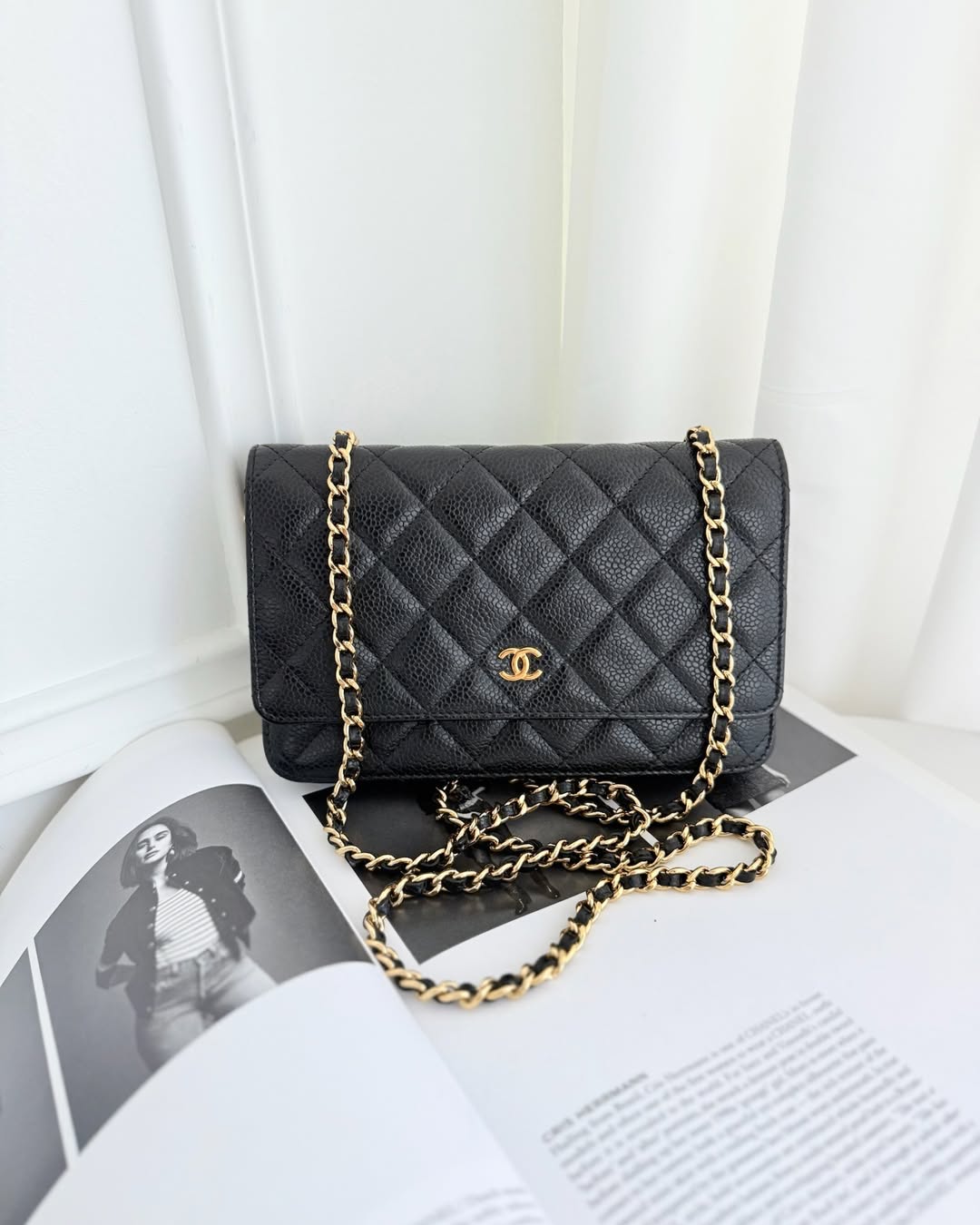 Chanel Quilted WOC Black Caviar Gold Hardware