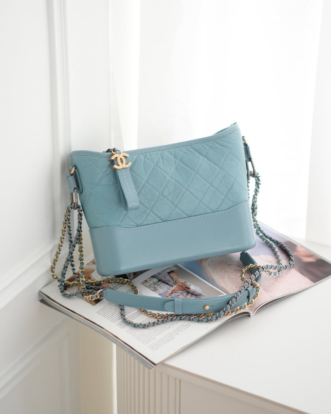 Chanel New Medium Gabrielle Blue Aged Calfskin