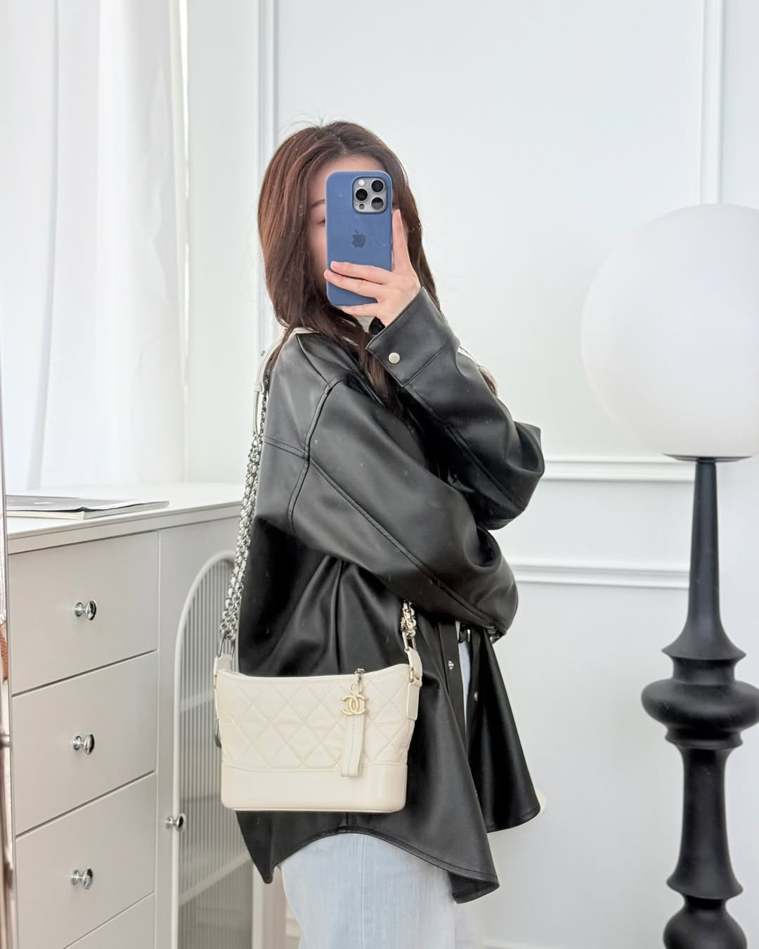 Chanel Small Gabrielle Hobo White Patent Goatskin Mixed Hardware