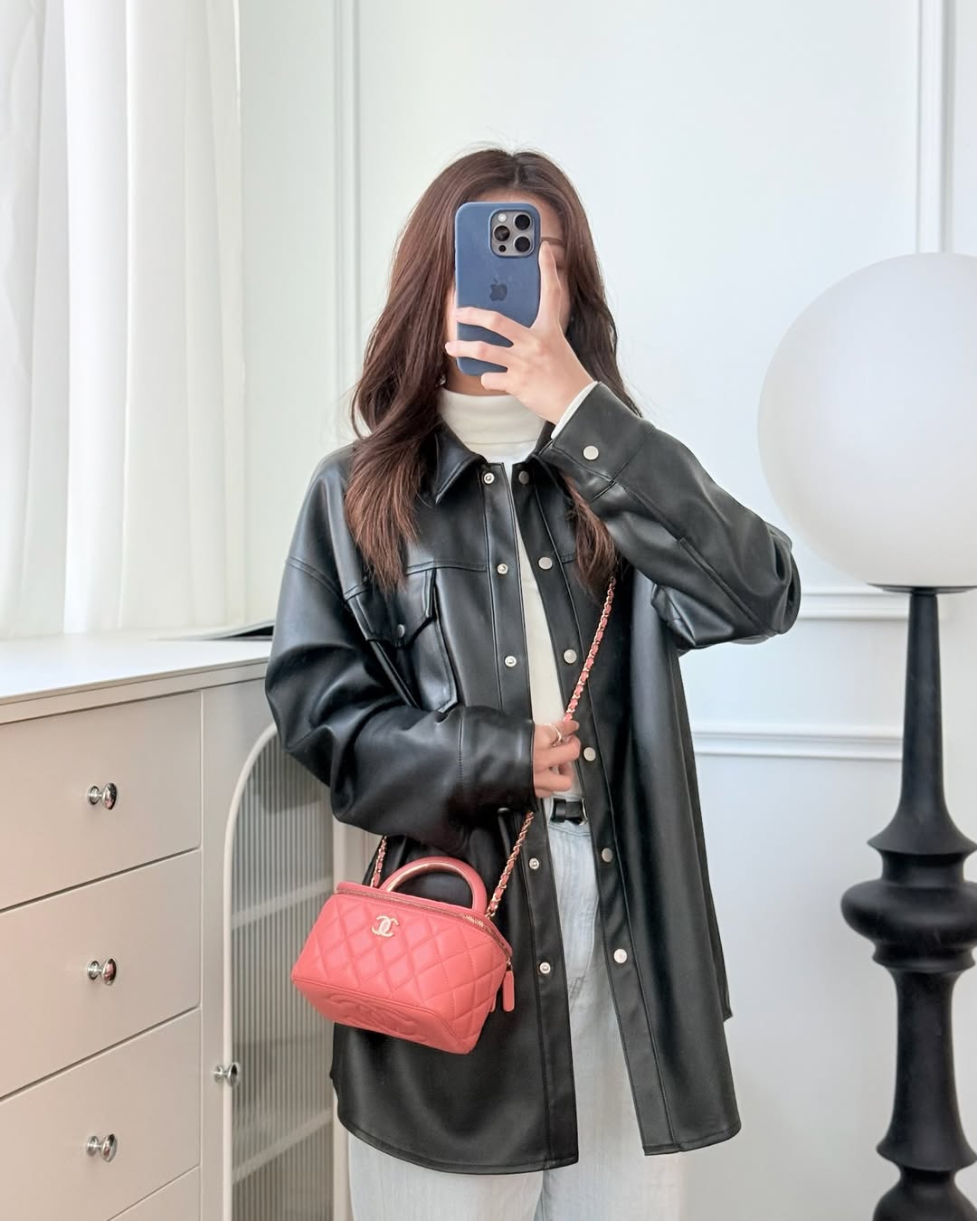 Chanel Vanity Rectangular Top Handle Pink Lambskin