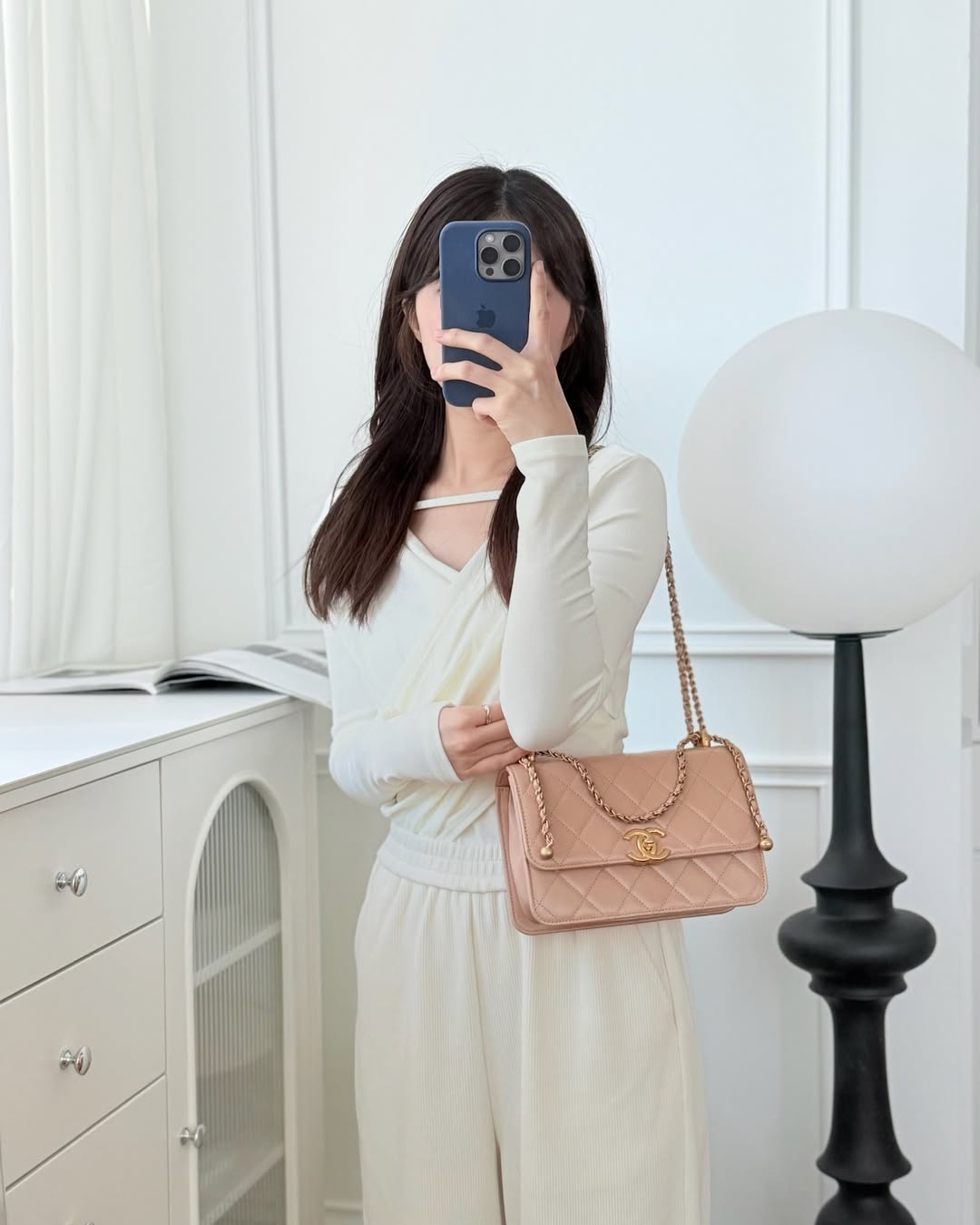 Chanel Quilted Small Perfect Fit Adjustable Beige Calfskin 21A