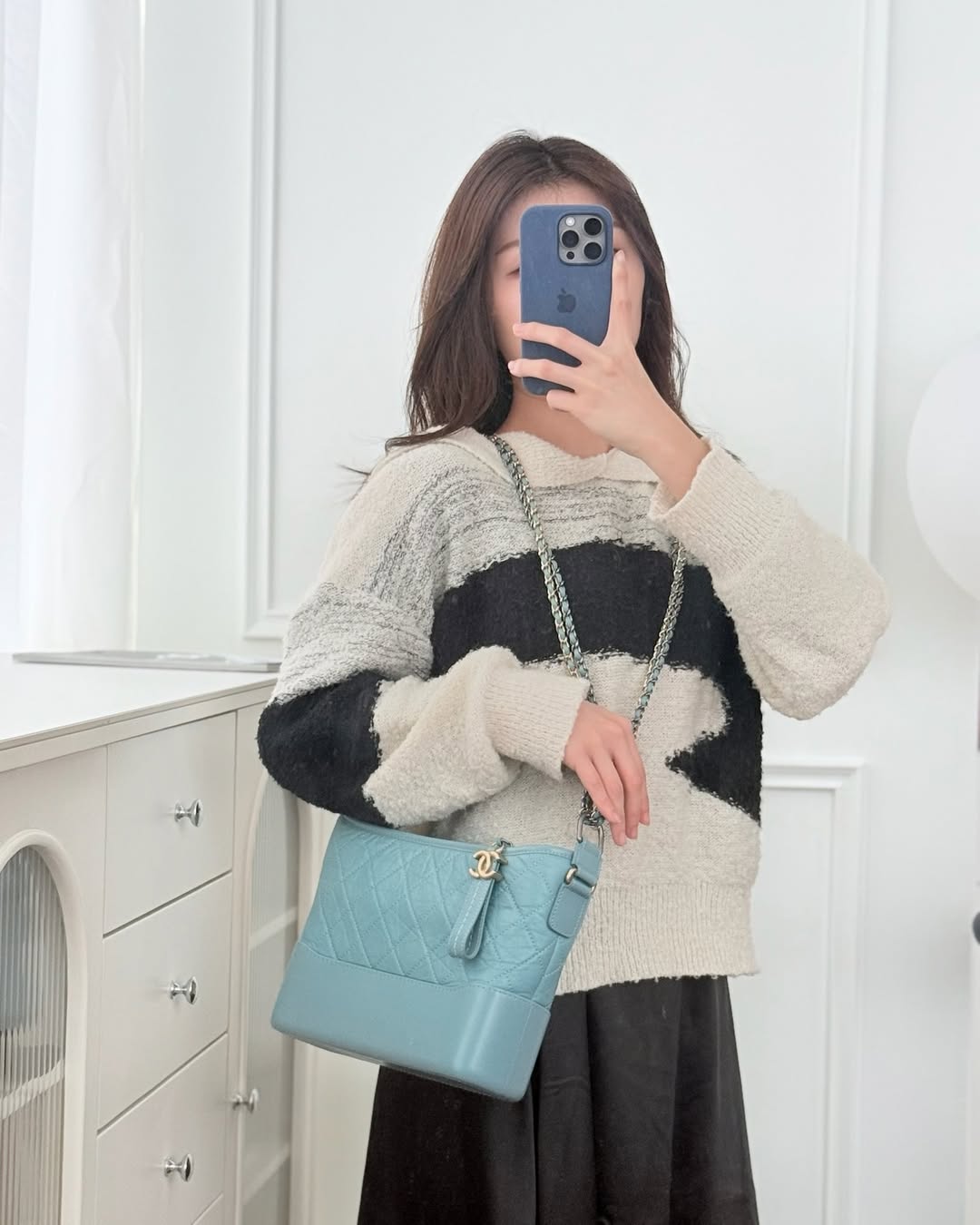 Chanel New Medium Gabrielle Blue Aged Calfskin