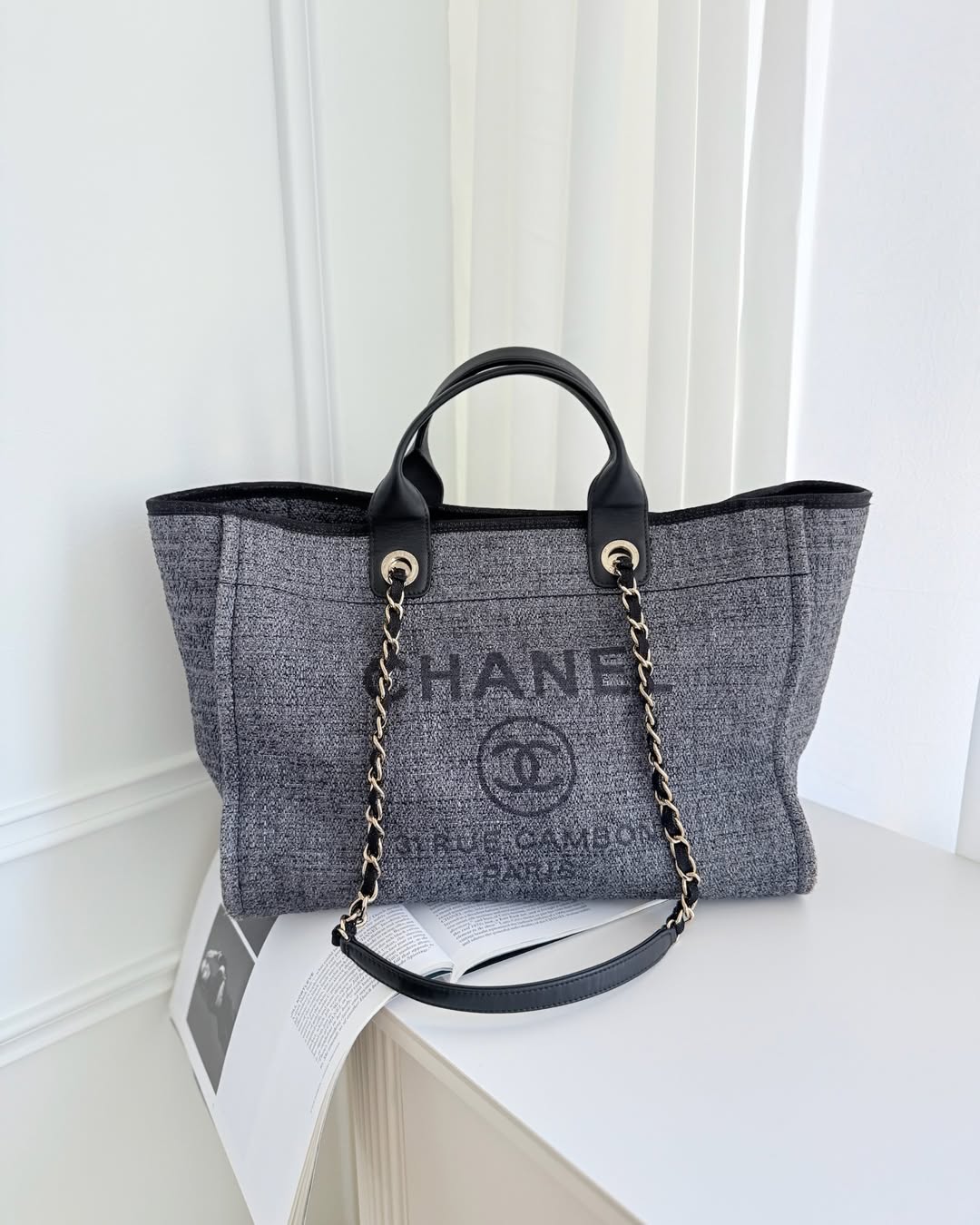 Chanel Canvas Deauville Large Tote Taupe