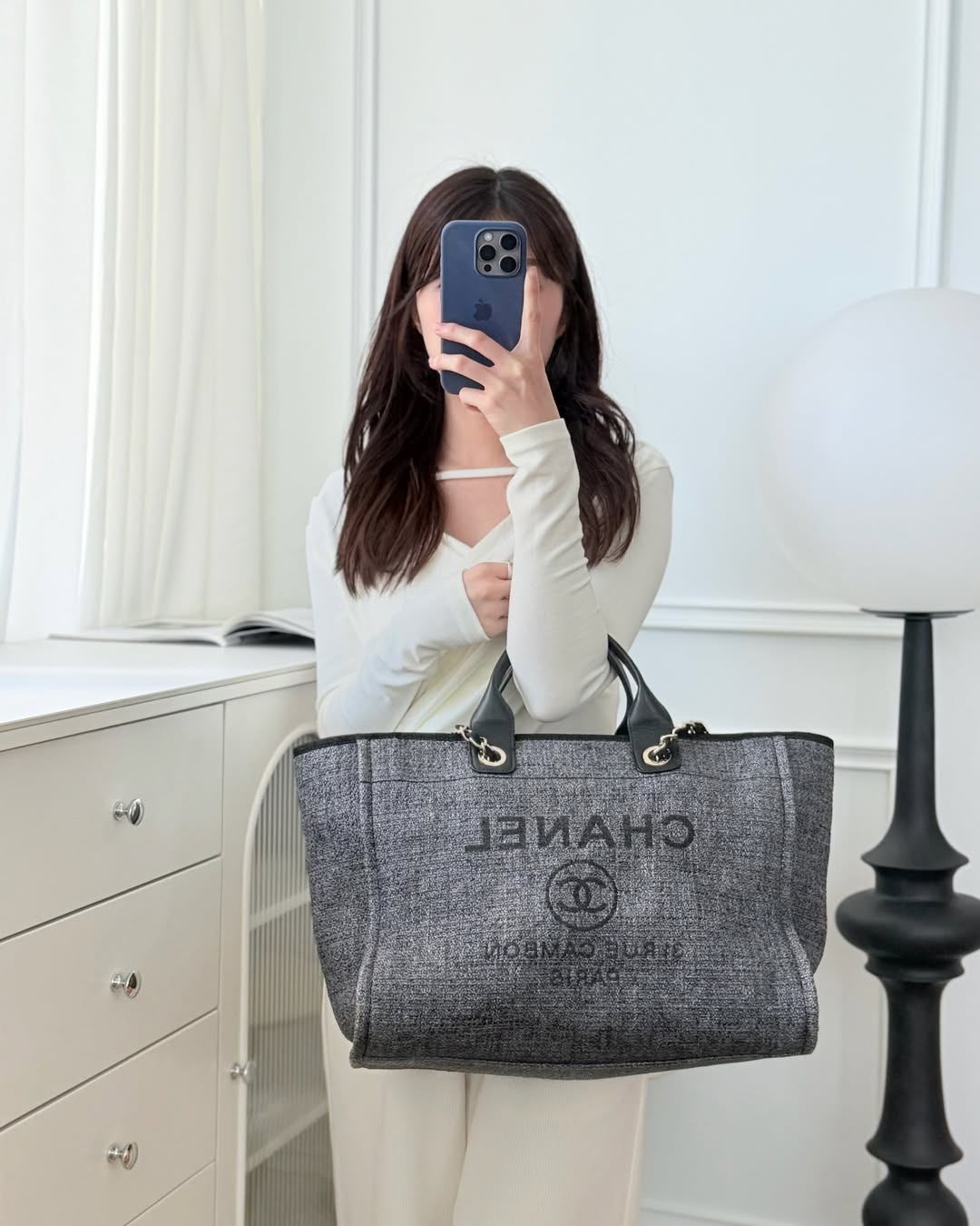 Chanel Canvas Deauville Large Tote Taupe