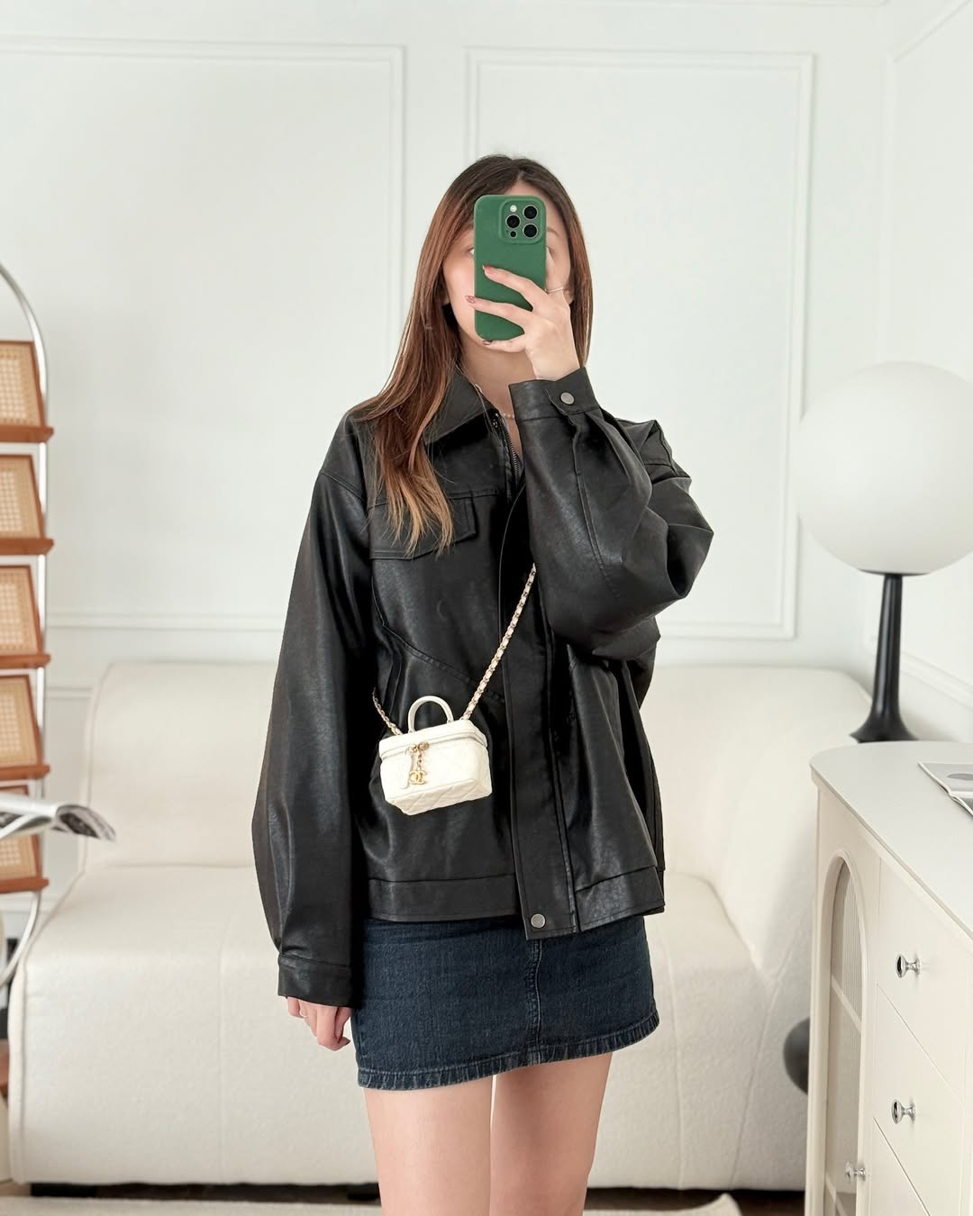 Chanel Quilted Mini Top Handle Vanity With Chain Ivory Caviar Aged