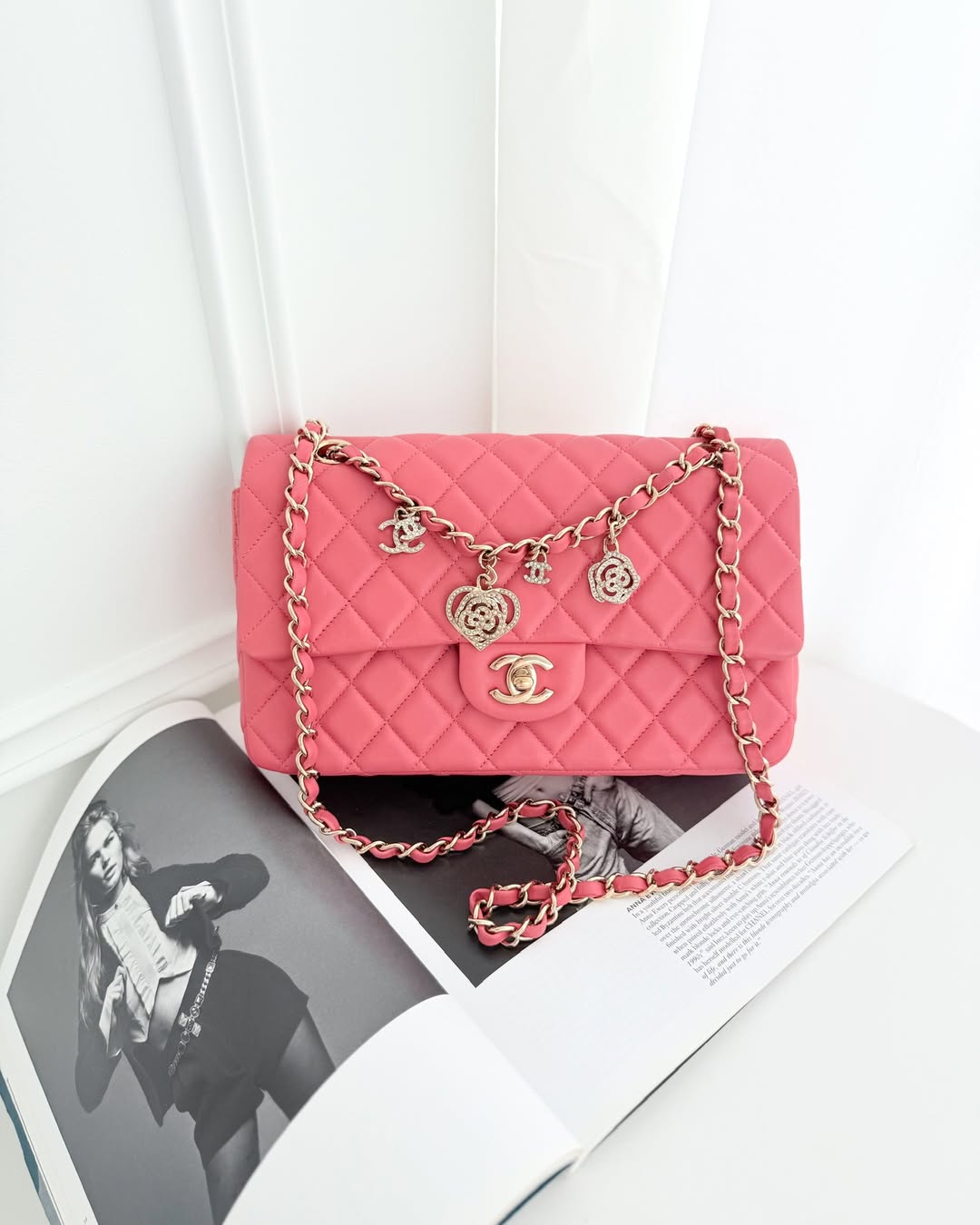 Chanel M/L Medium Flap Bag Valentine Limited Edition Pink Lambskin