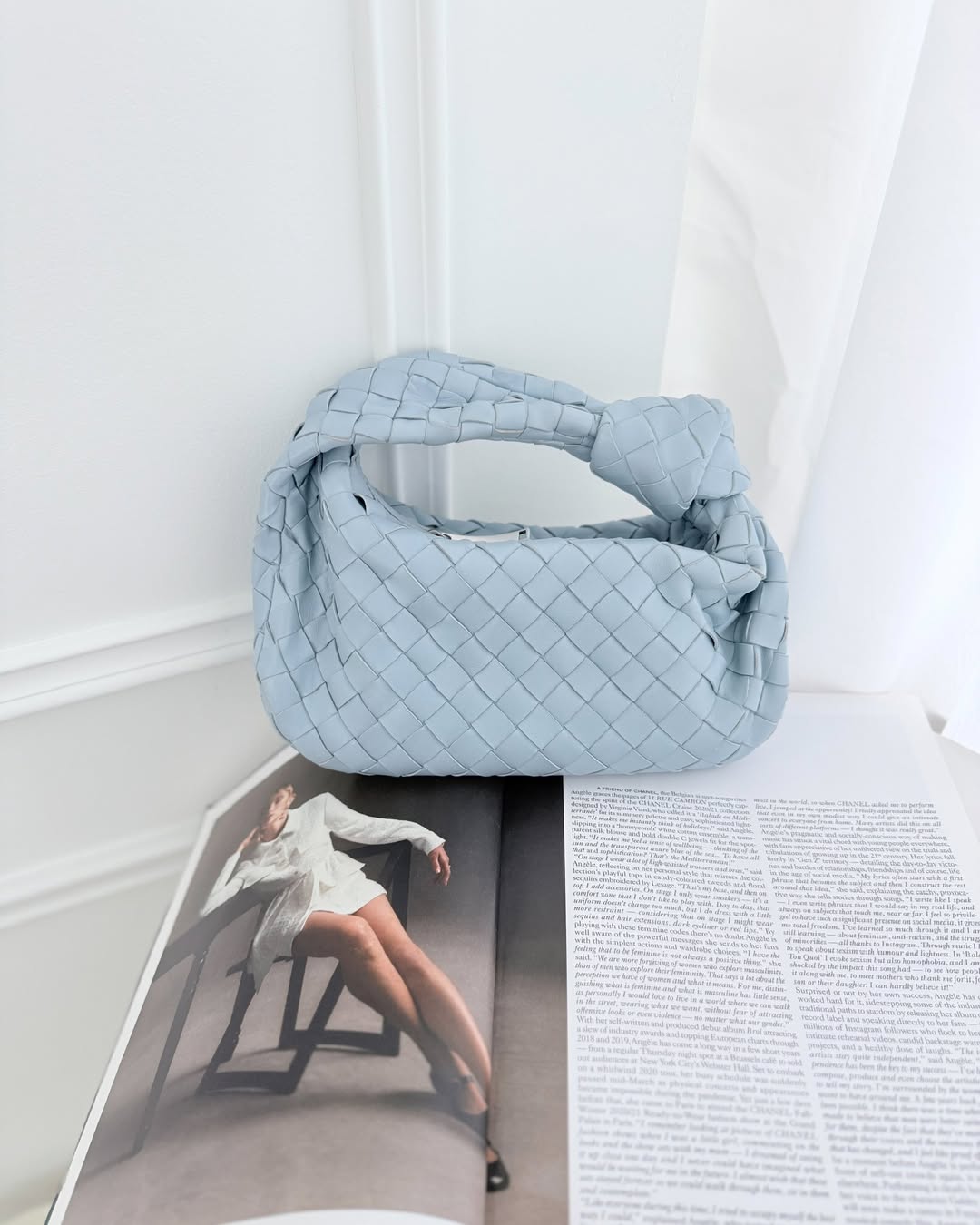 Bottega Veneta Mini Jodie Bag Intrecciato In Ice Lambskin