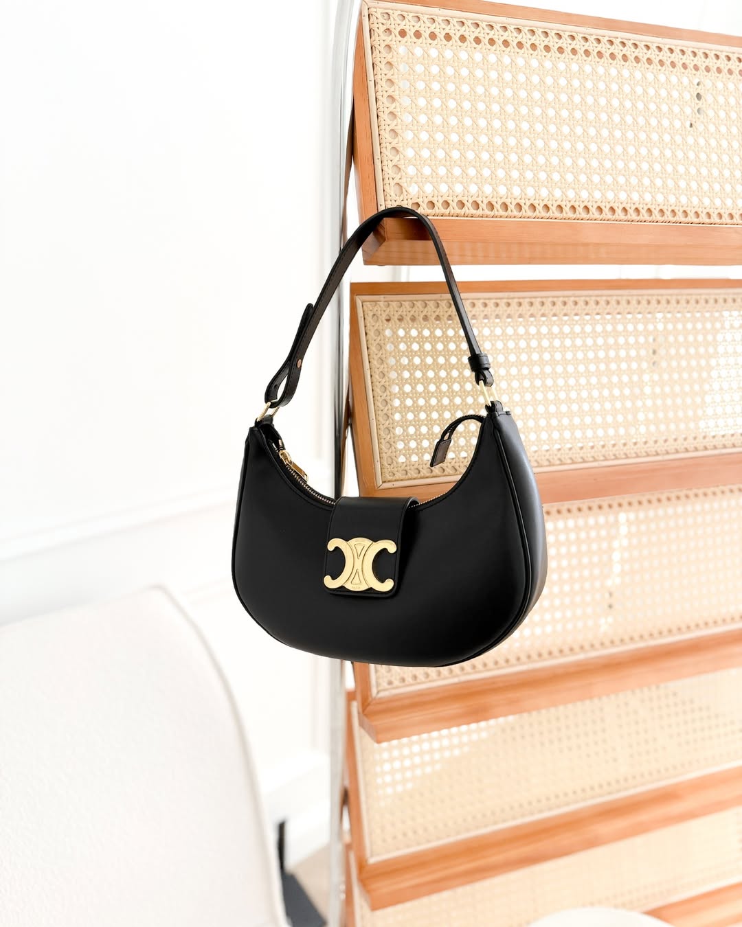 Celine Medium Ava Triomphe Bag Black Smooth Calfskin